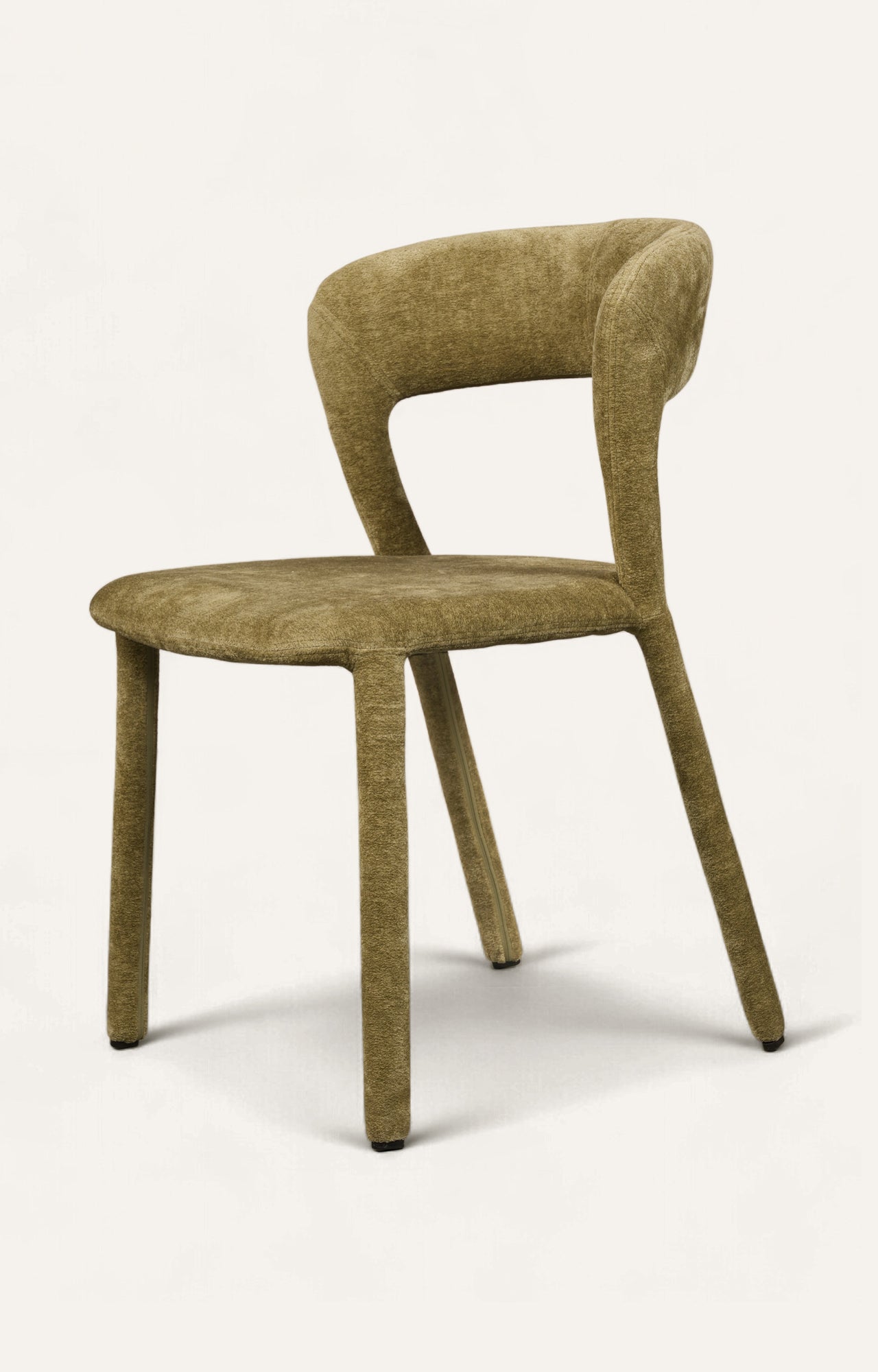 Olive Green Upholstered Dining Chair with Open Back