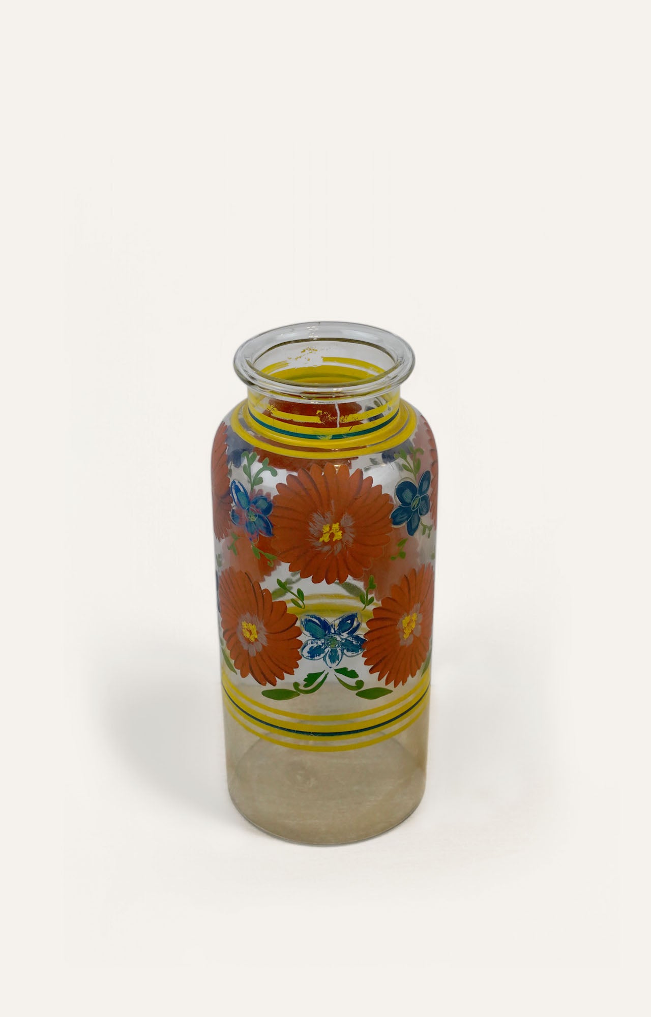 Hand-Painted Floral Mason Glass Jar/ Candle holder