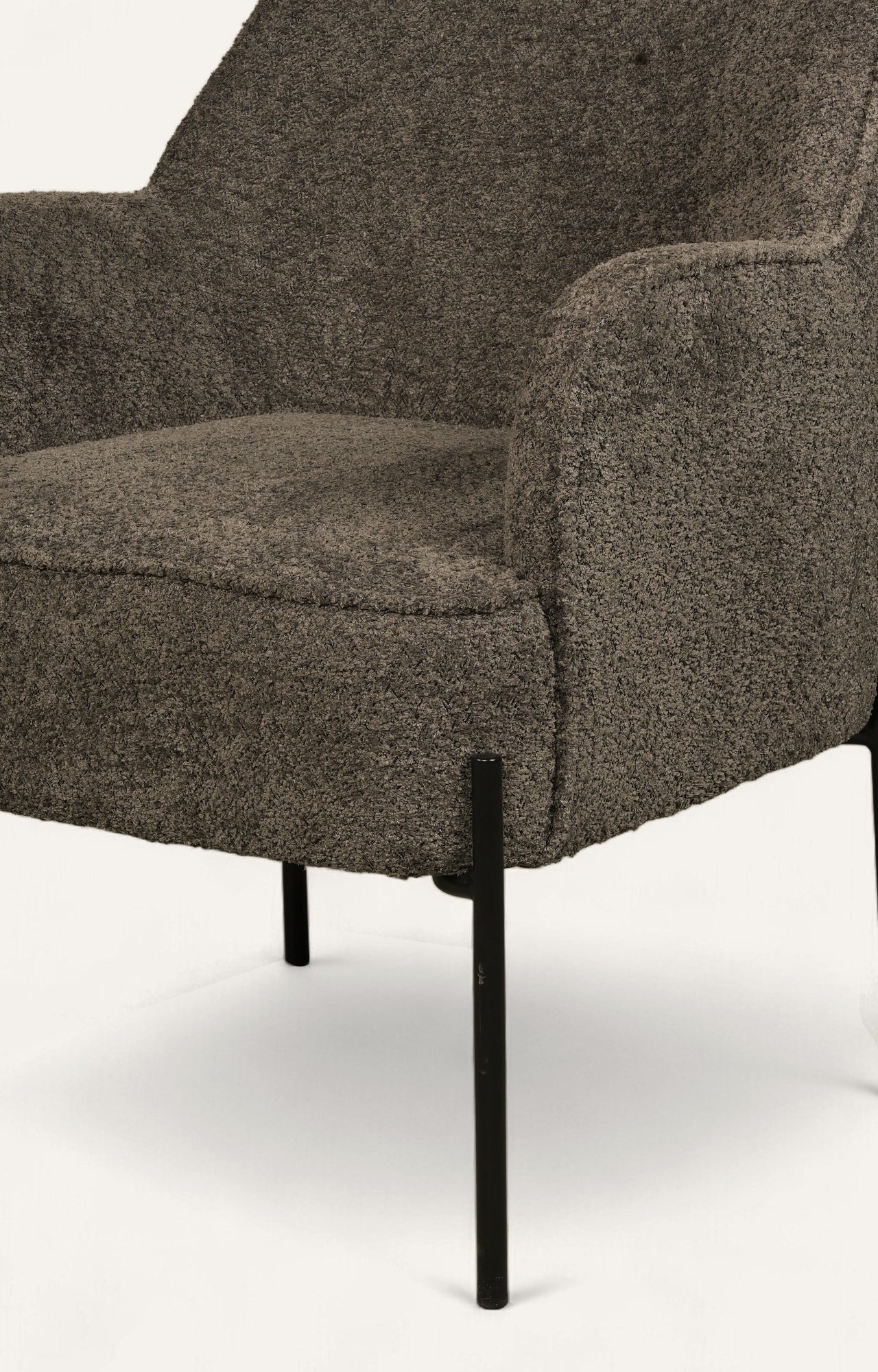 Modern Charcoal Upholstered Armchair with Metal Legs
