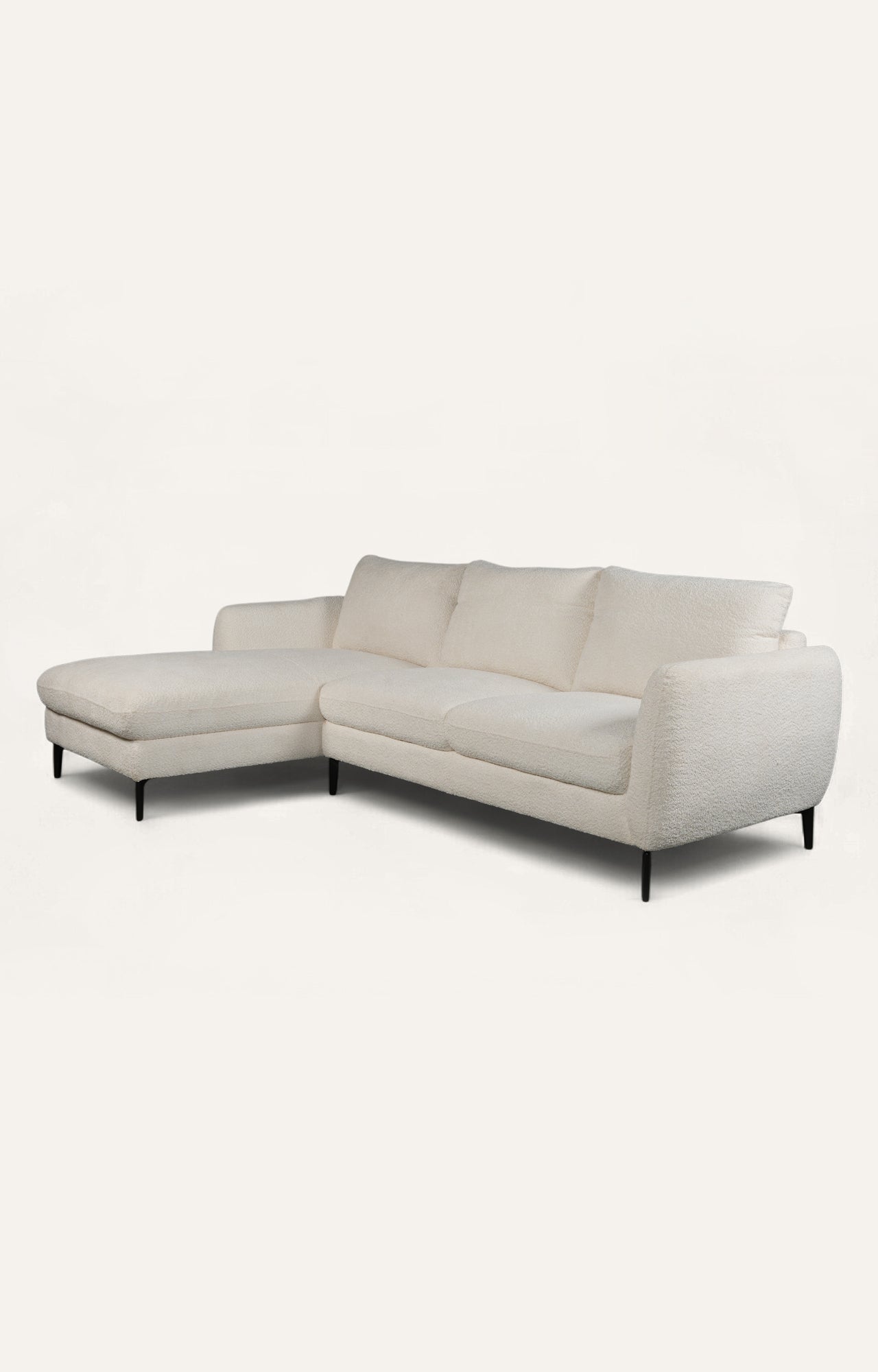 Modern Cream Bouclé Left Sectional Sofa