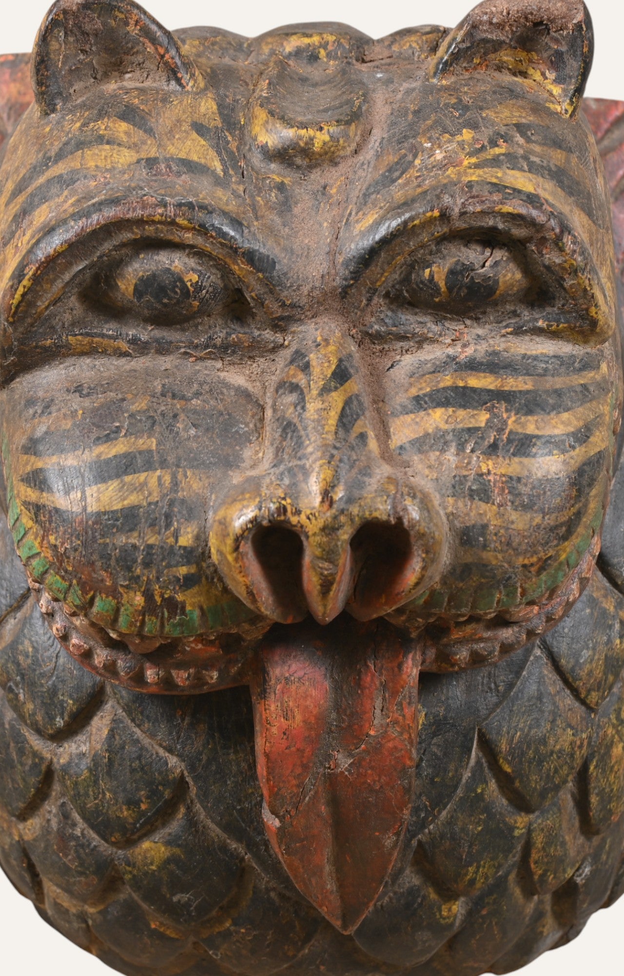 Hand Carved Tribal Tiger Wall Mask