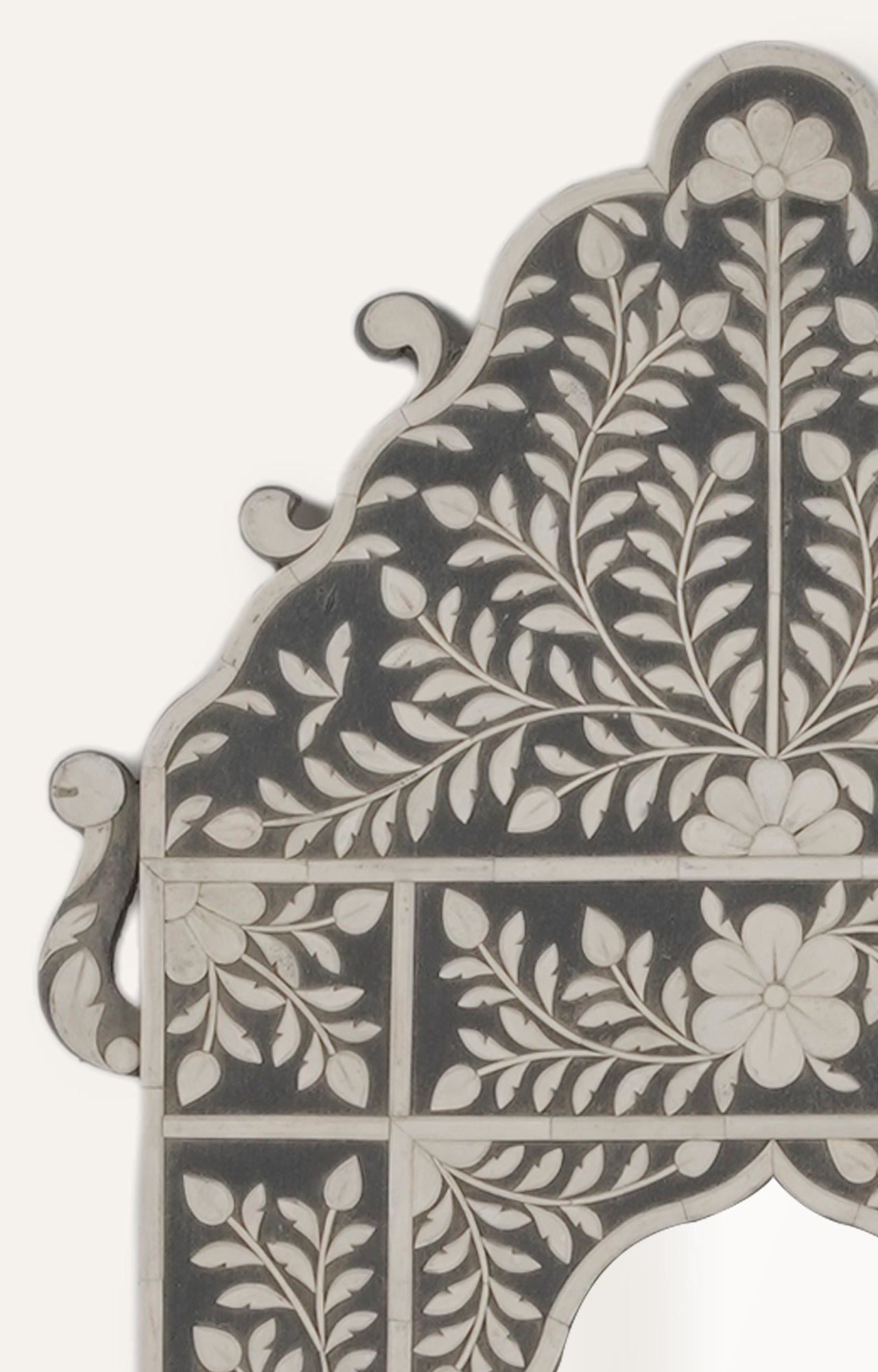 Arched Bone Inlay Mirror - Black & White