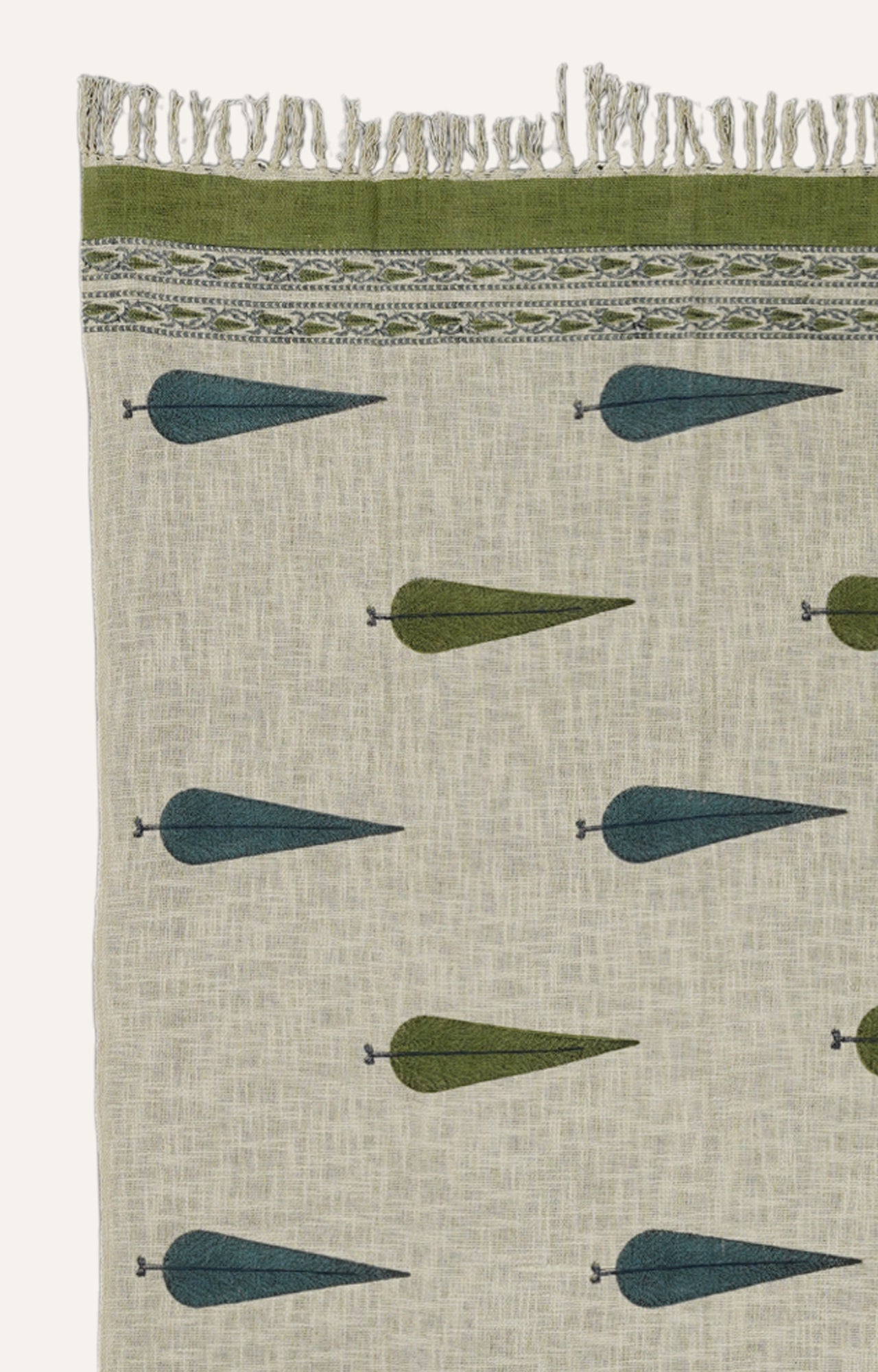 Leafy Block Print Cotton Throw