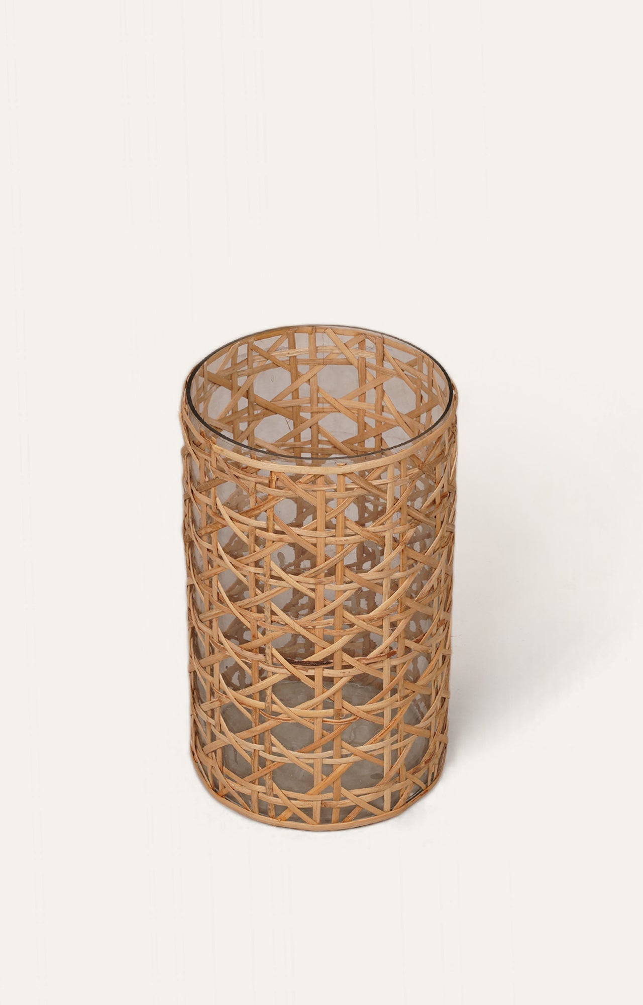 Glass Cane Weave Candle Holder Big