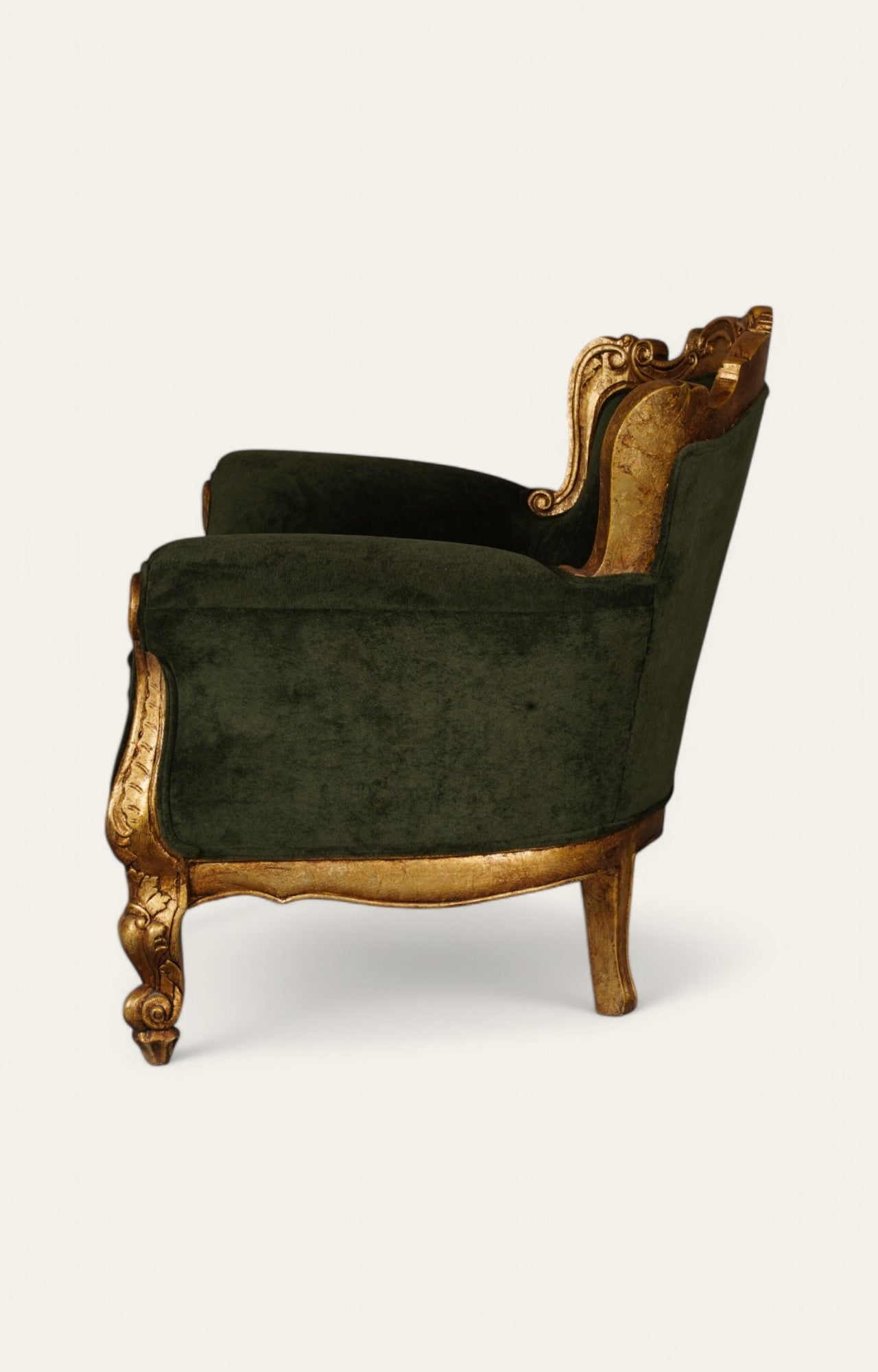 Velvet Lounge Chair in Antique Gold Teak