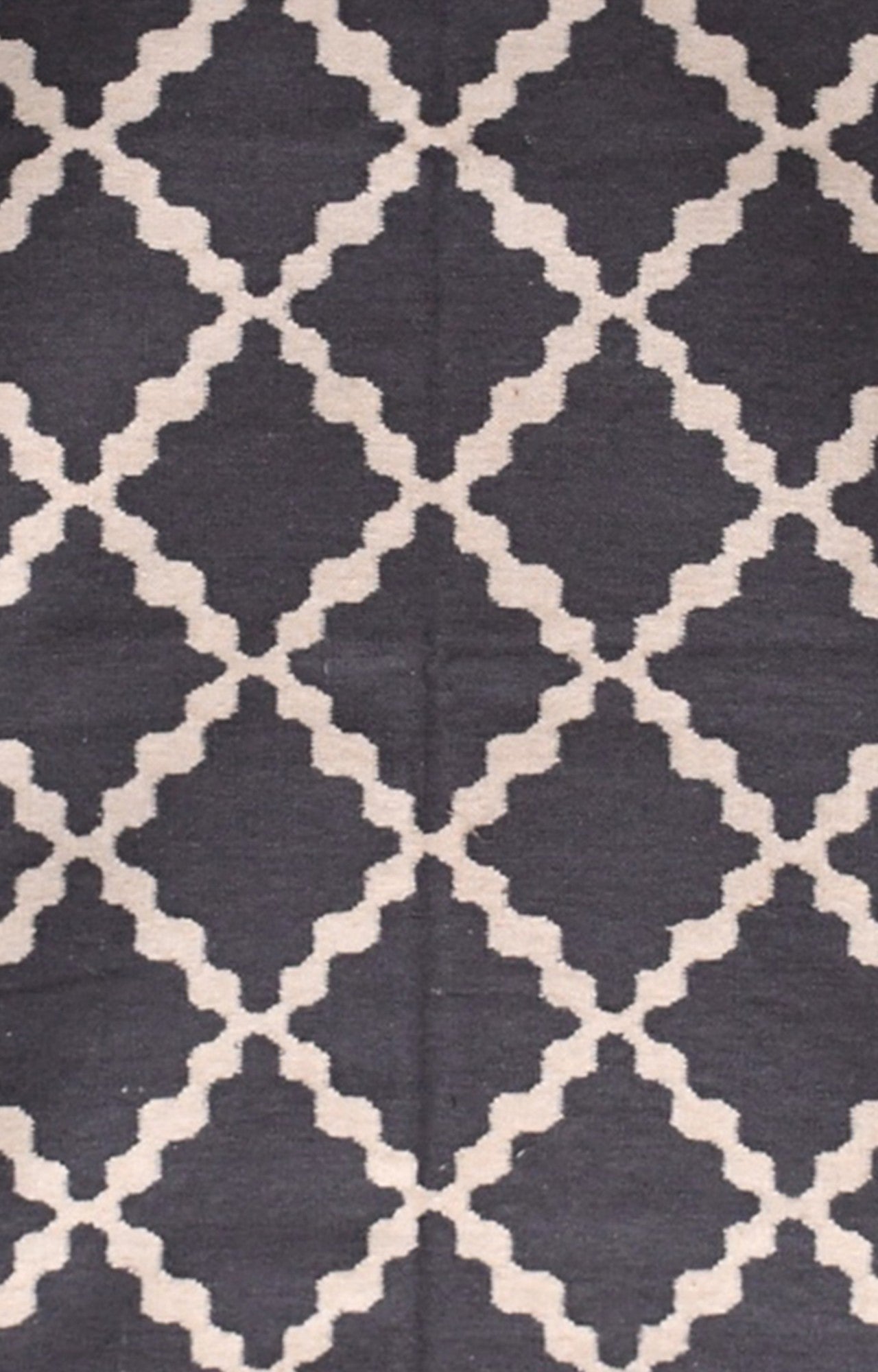 Deep blue and White Grometric Pattern Rug