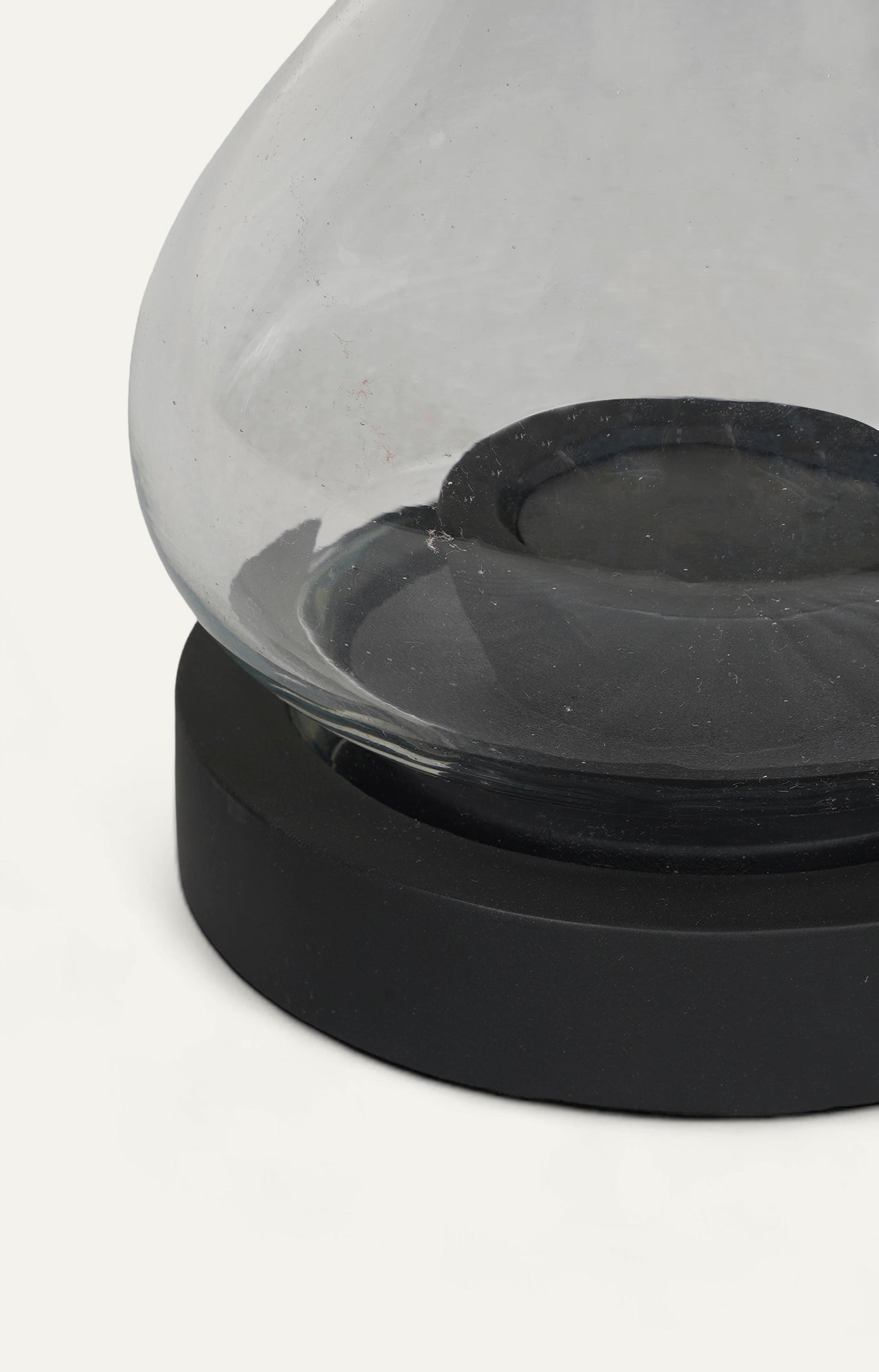 Hurricane Lantern with Black Wooden Base