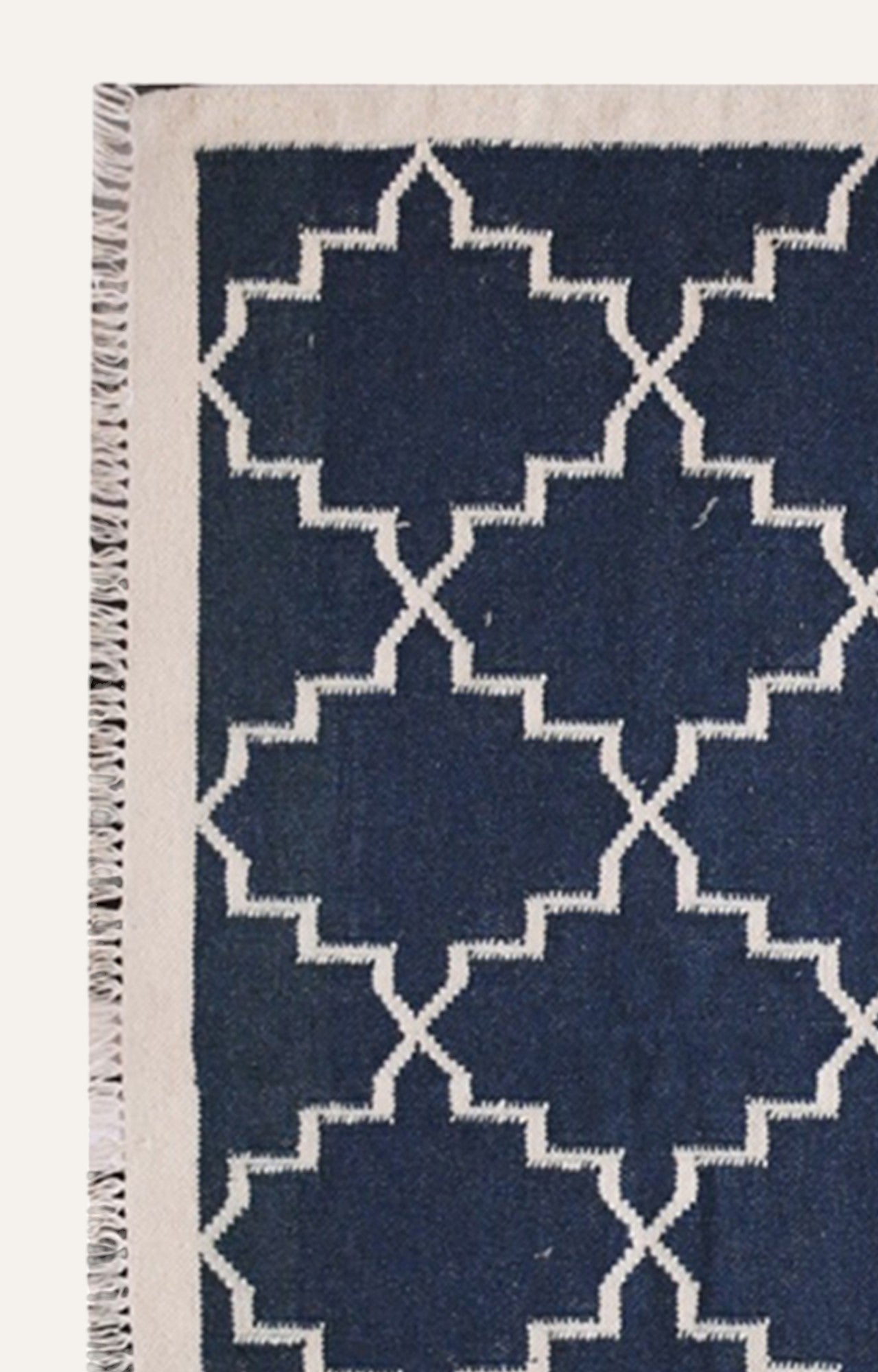 Indigo Blue And White Wavy Pattern  Rug