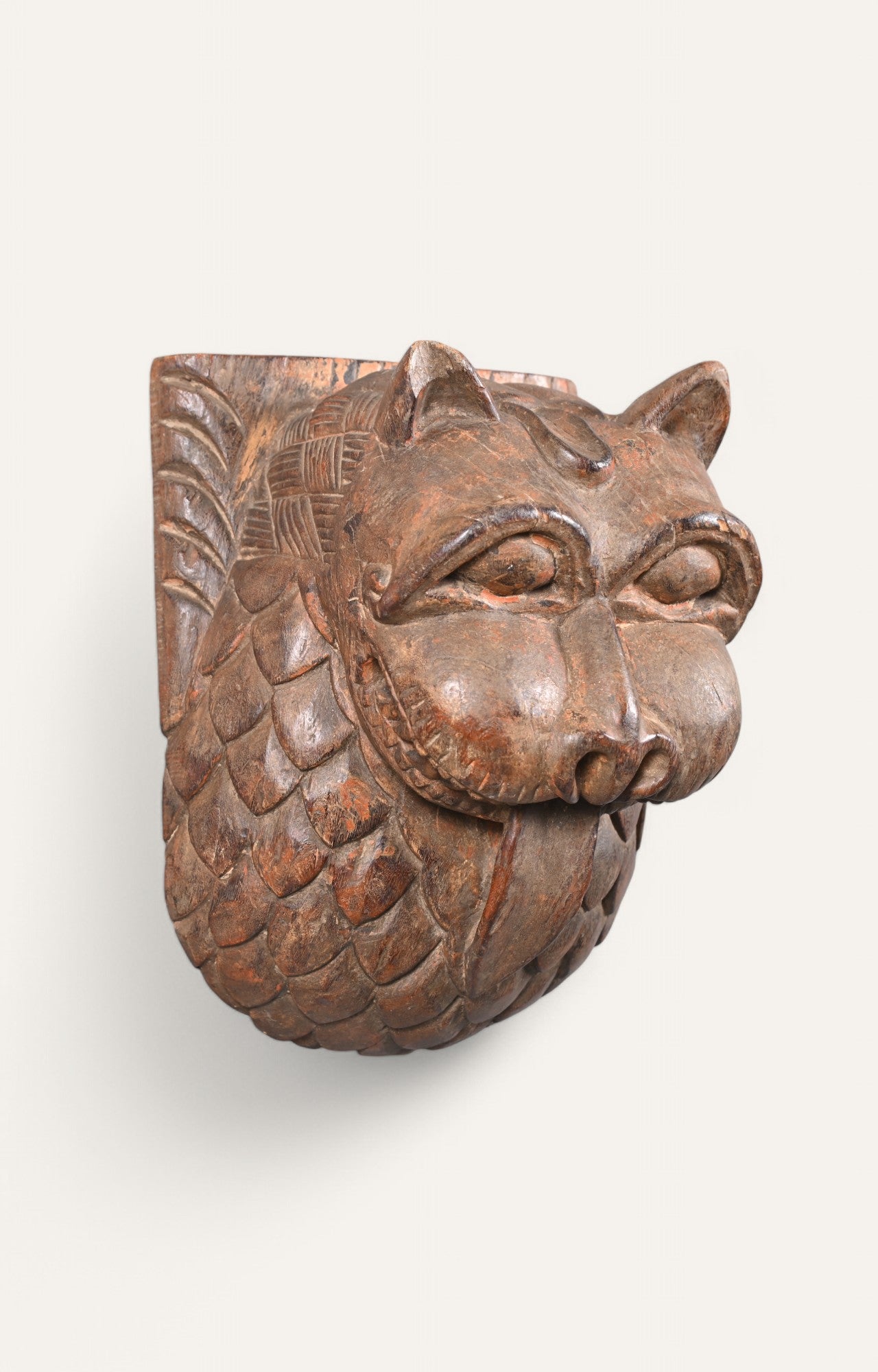 Hand-Carved Wooden Lion Mask