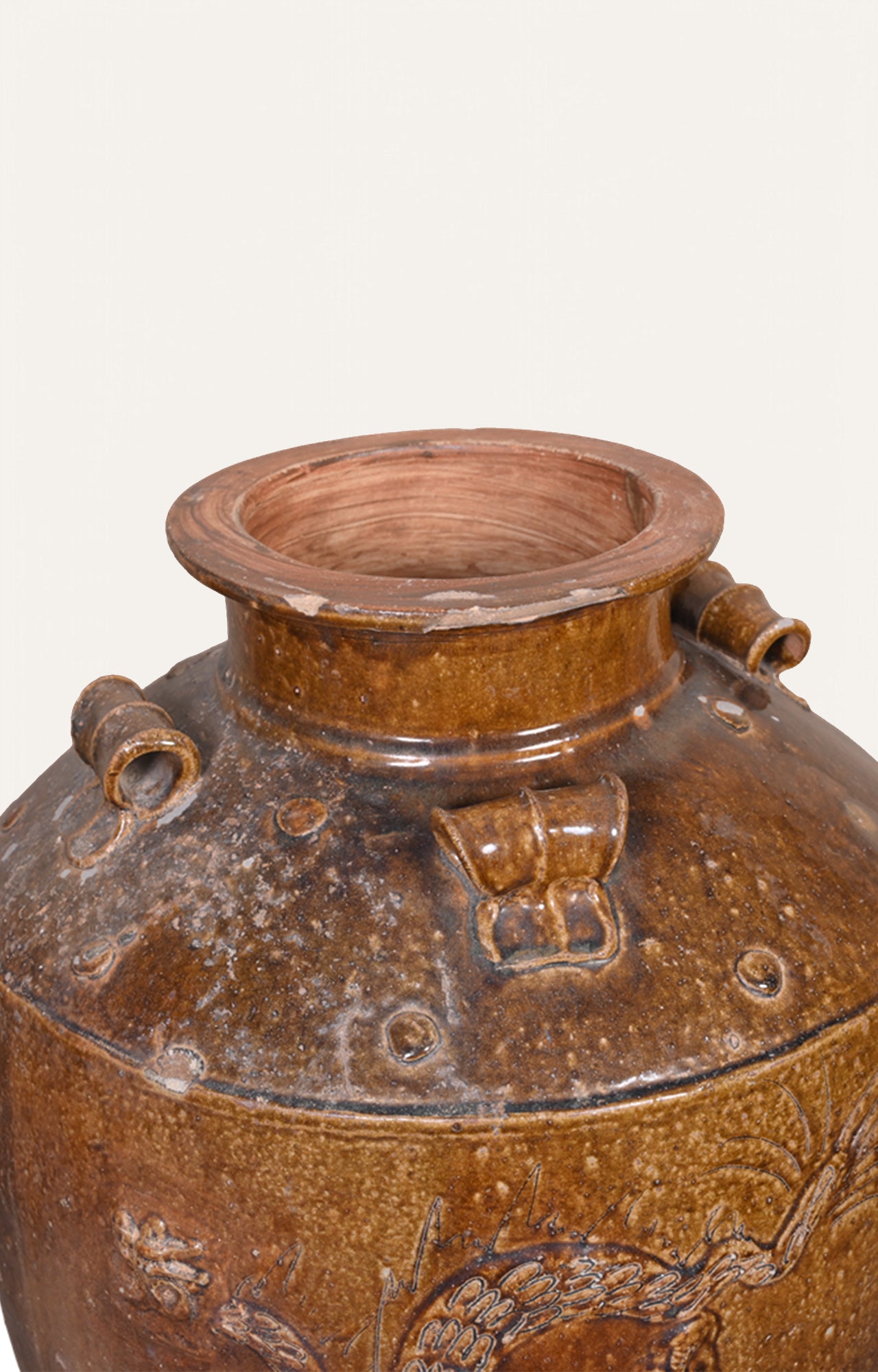 Vintage Chinese Ceramic Vase with Dragon Design