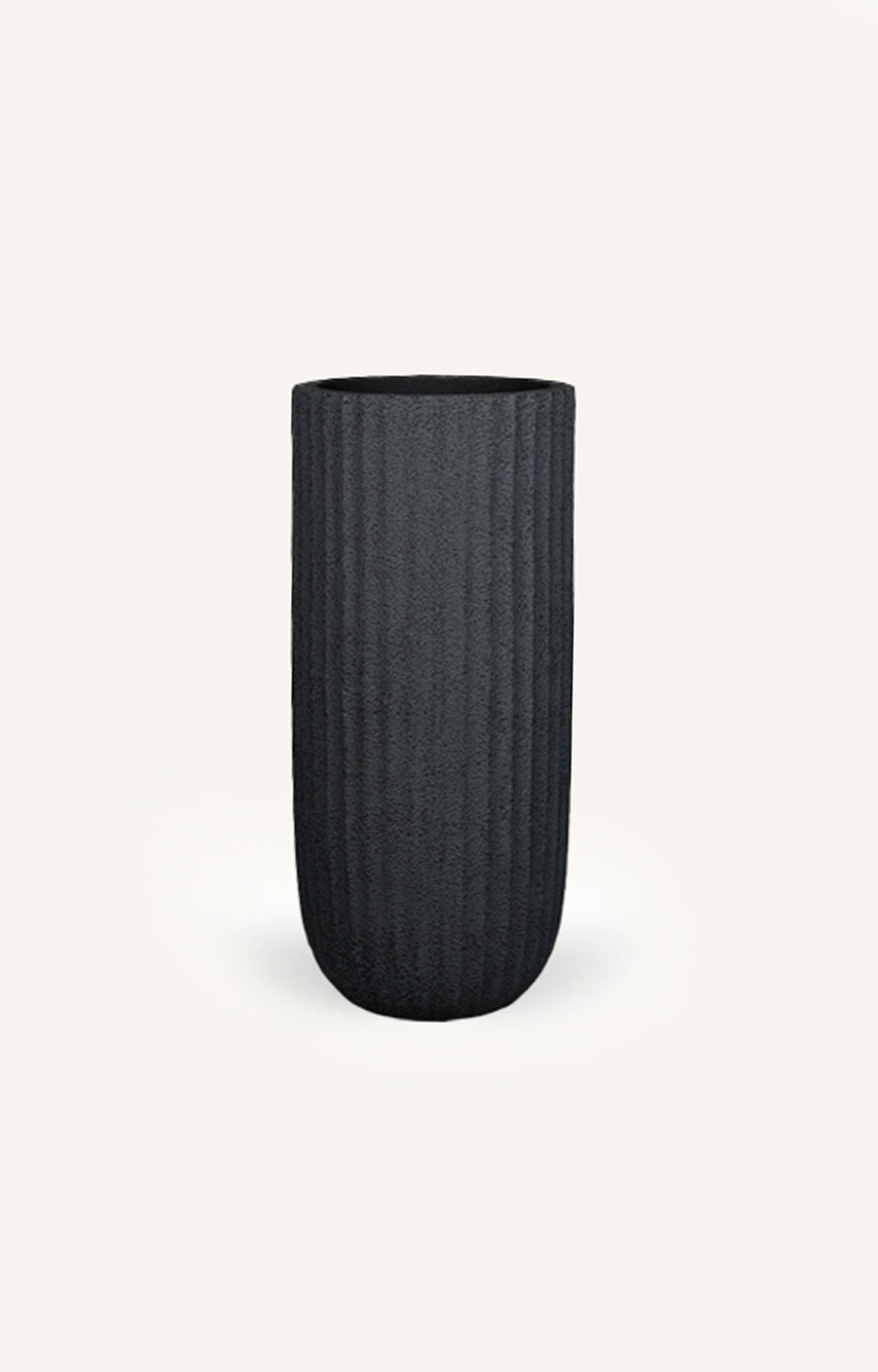 Charcoal Ribbed Resin Planter - Small