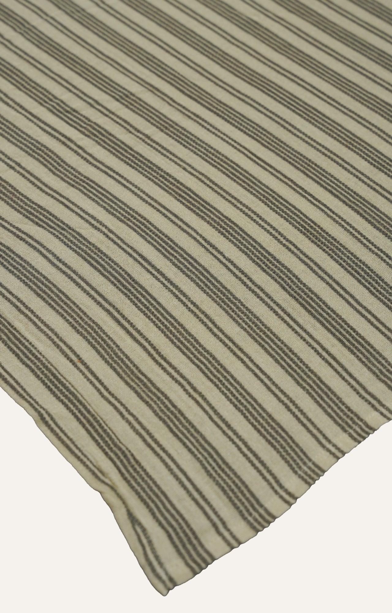 Striped Cotton Throw in Ecru & Charcoal