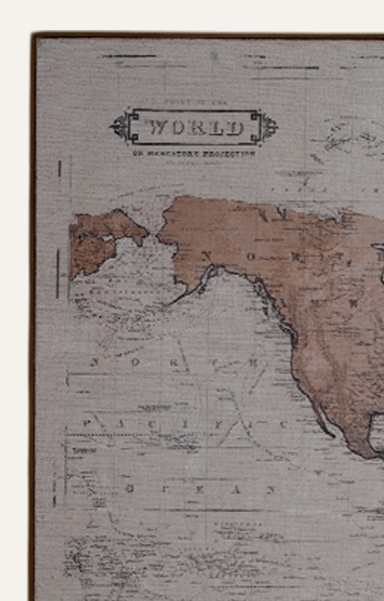 Set of 3 World Maps Textured Prints on Hessian Fabric