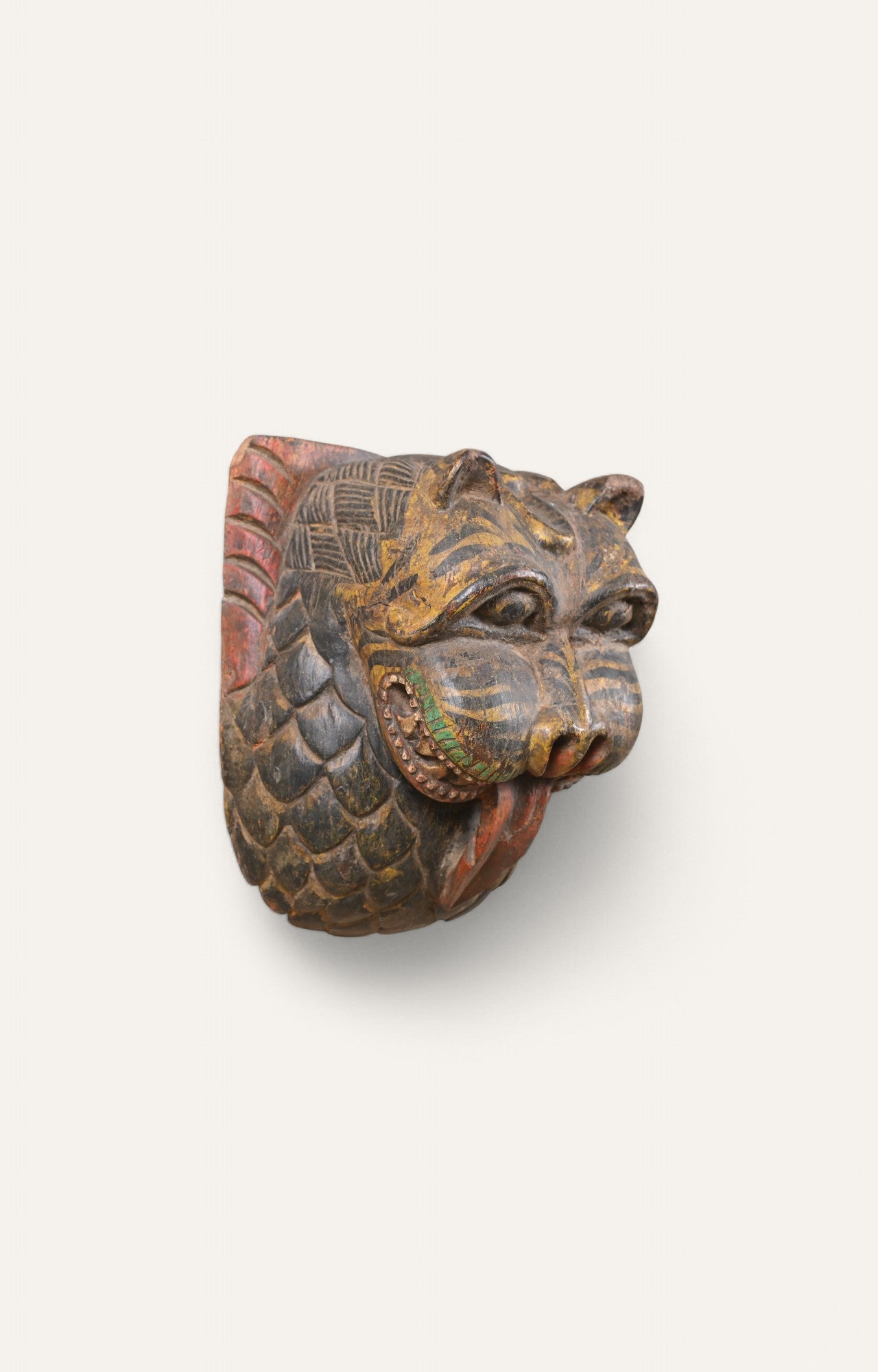 Hand Carved Tribal Tiger Wall Mask