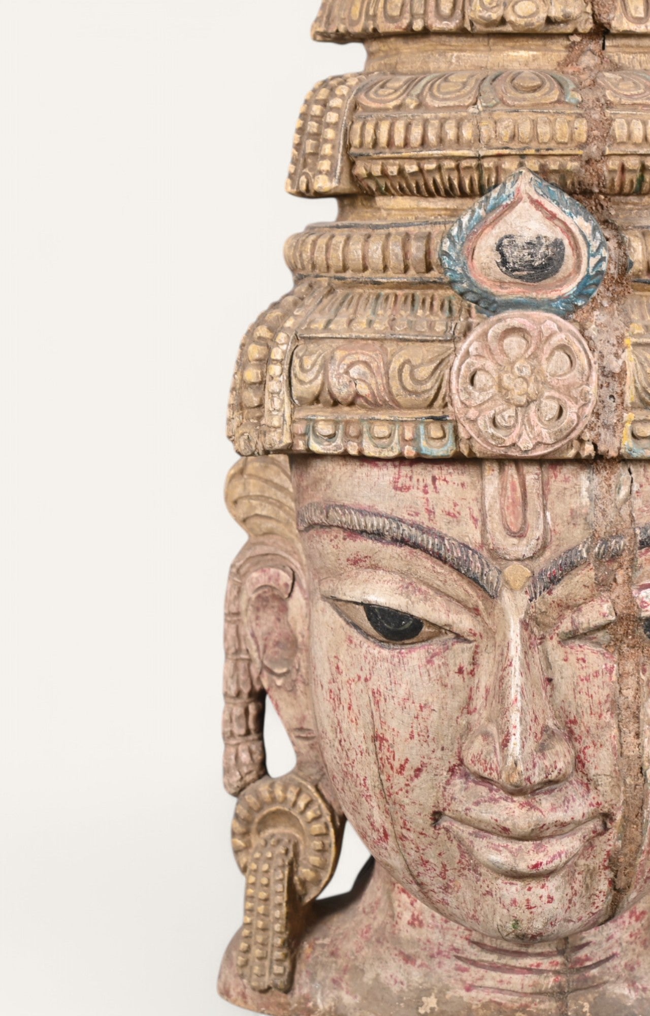 Rustic Hand-Carved Wooden Wall Mask