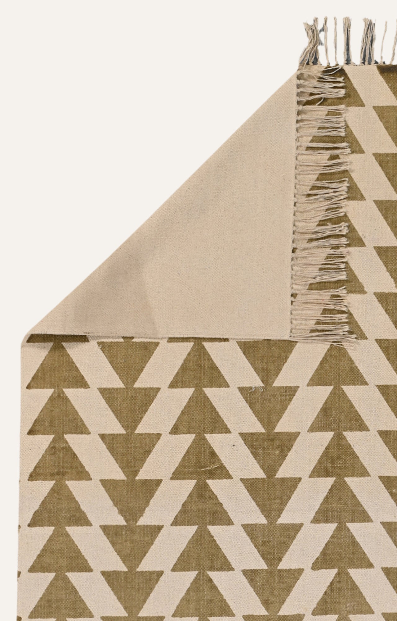 Olive Green Zigzag Chevron Cotton Rug