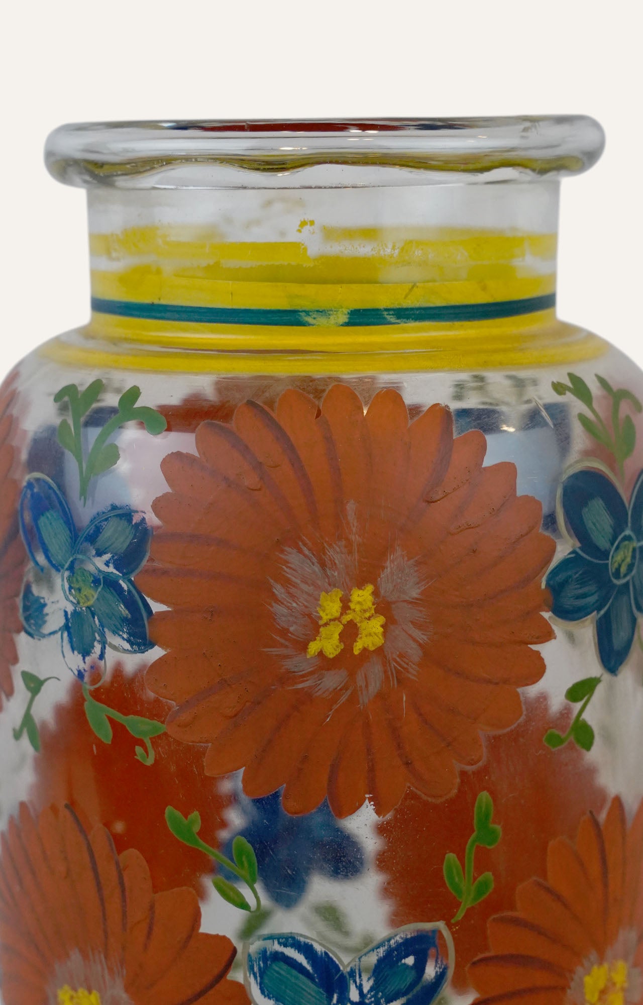 Hand-Painted Floral Mason Glass Jar/ Candle holder
