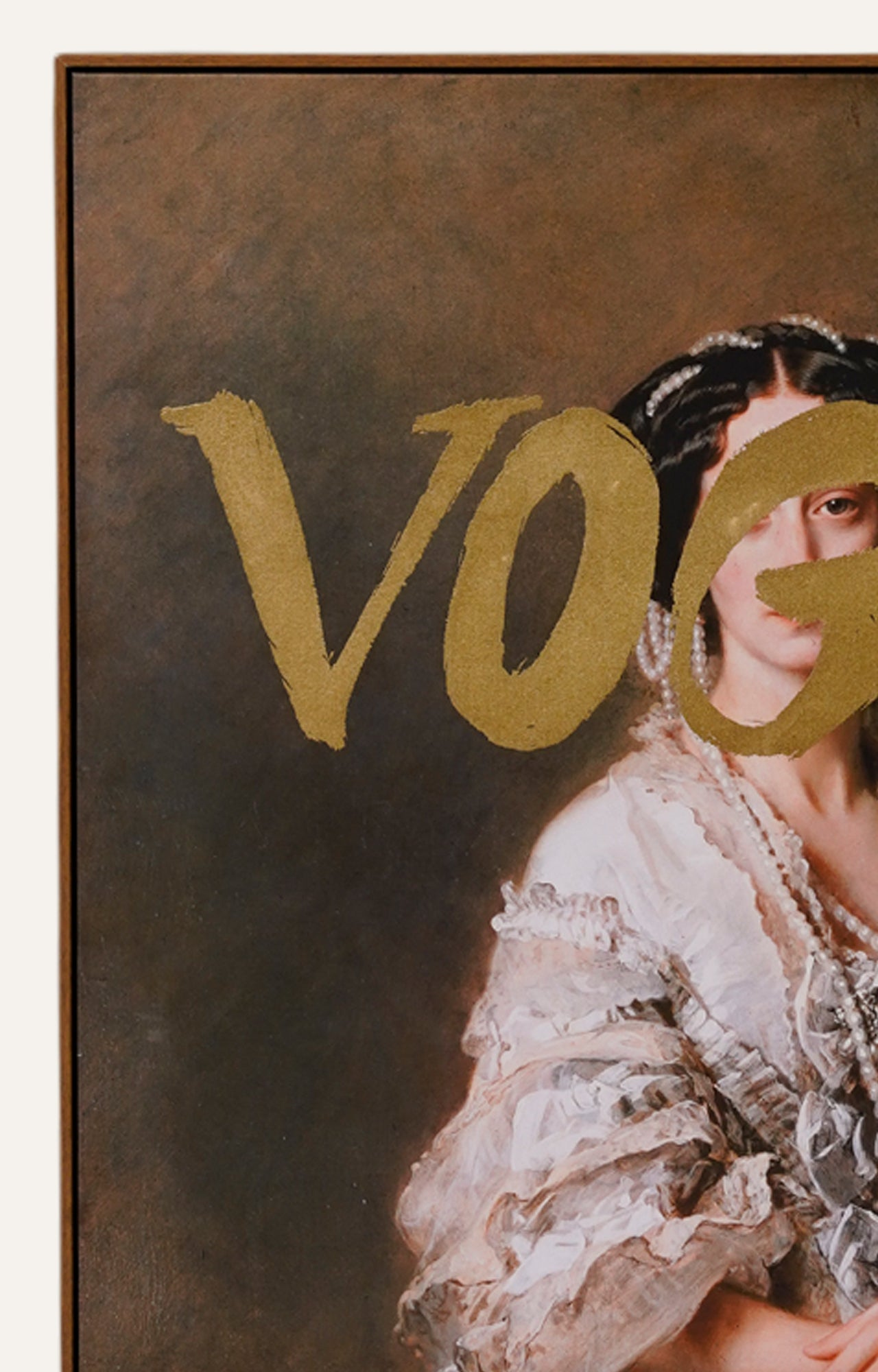 Classic Vogue Lady Canvas Print Wall Art with Golden Foil Embellishment