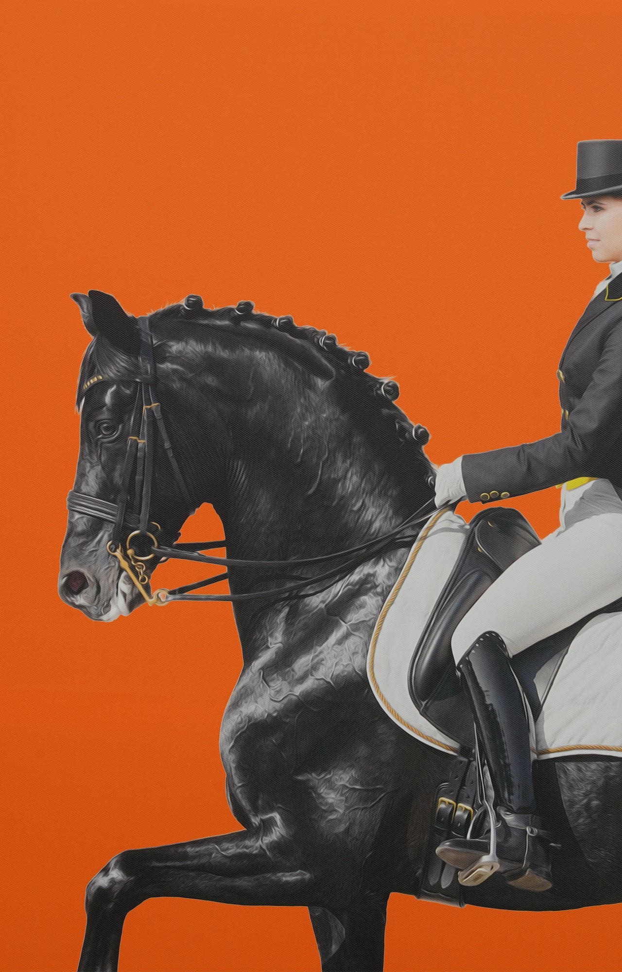 Men on Horse Orange Canvas Art Print Set of 2