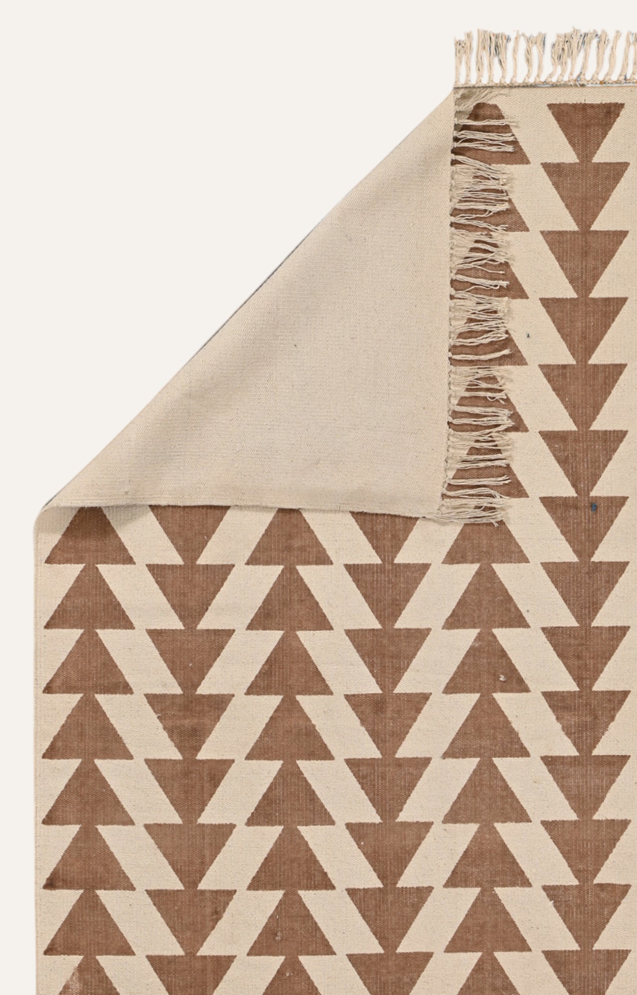 Geometric Chevron Brown Triangles Cotton Rug