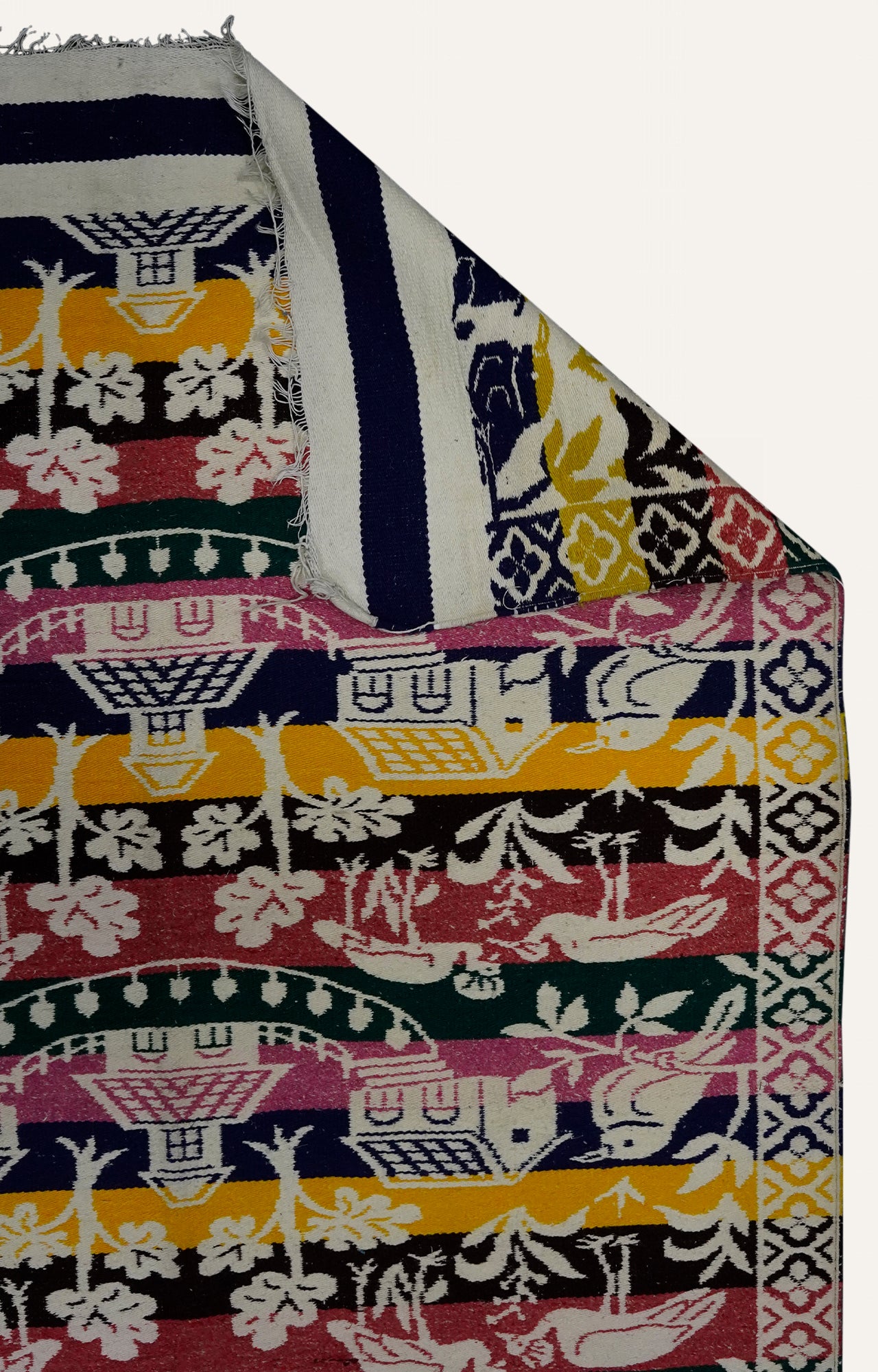 Handwoven Cotton Rug with Vibrant Patterns