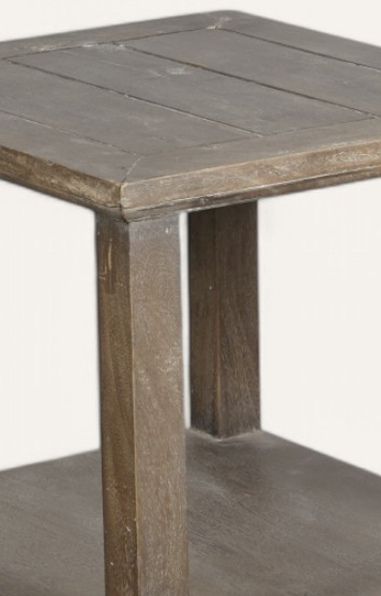 Natural Finish Wooden Side Table with Shelf