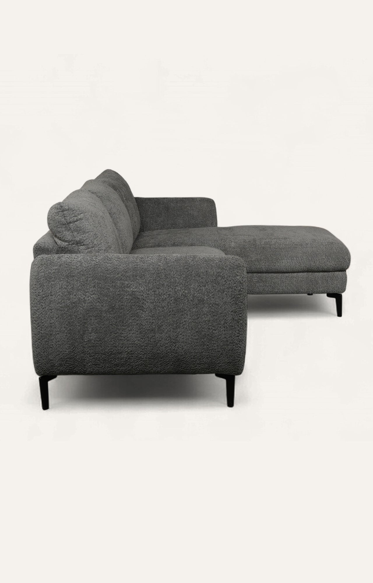 Modern Charcoal Bouclé Right Sectional Sofa
