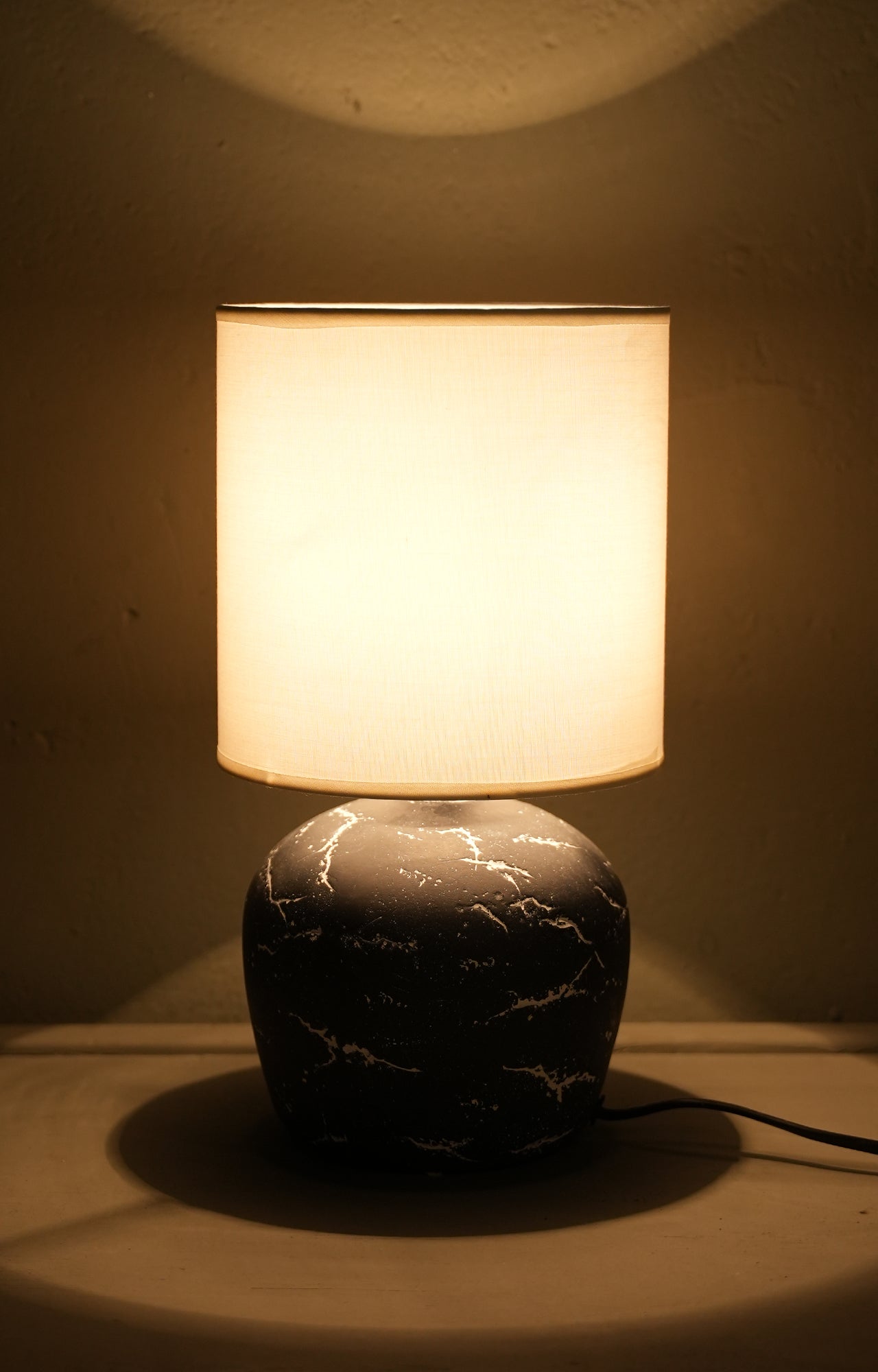 Black Marble Effect Ceramic Table Lamp