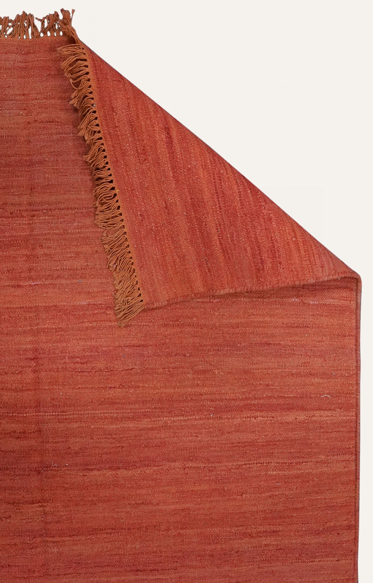 Orange Handwoven Cotton Rug with Tassels