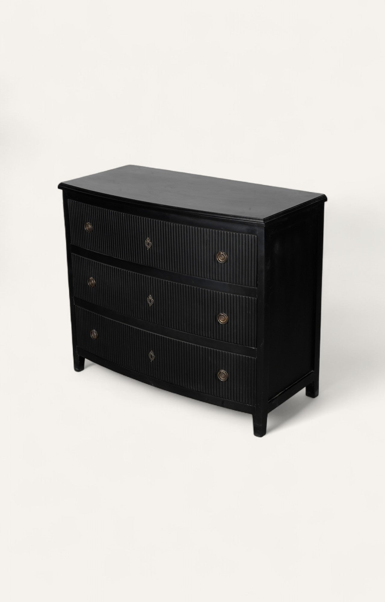 English 3-Drawer Wooden Chest in Black