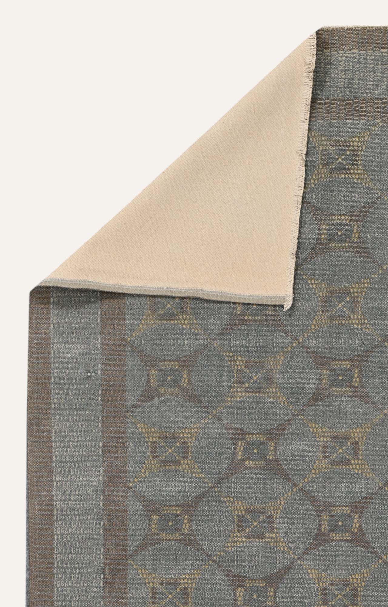 Grey & Ochre Medallion Cotton Rug