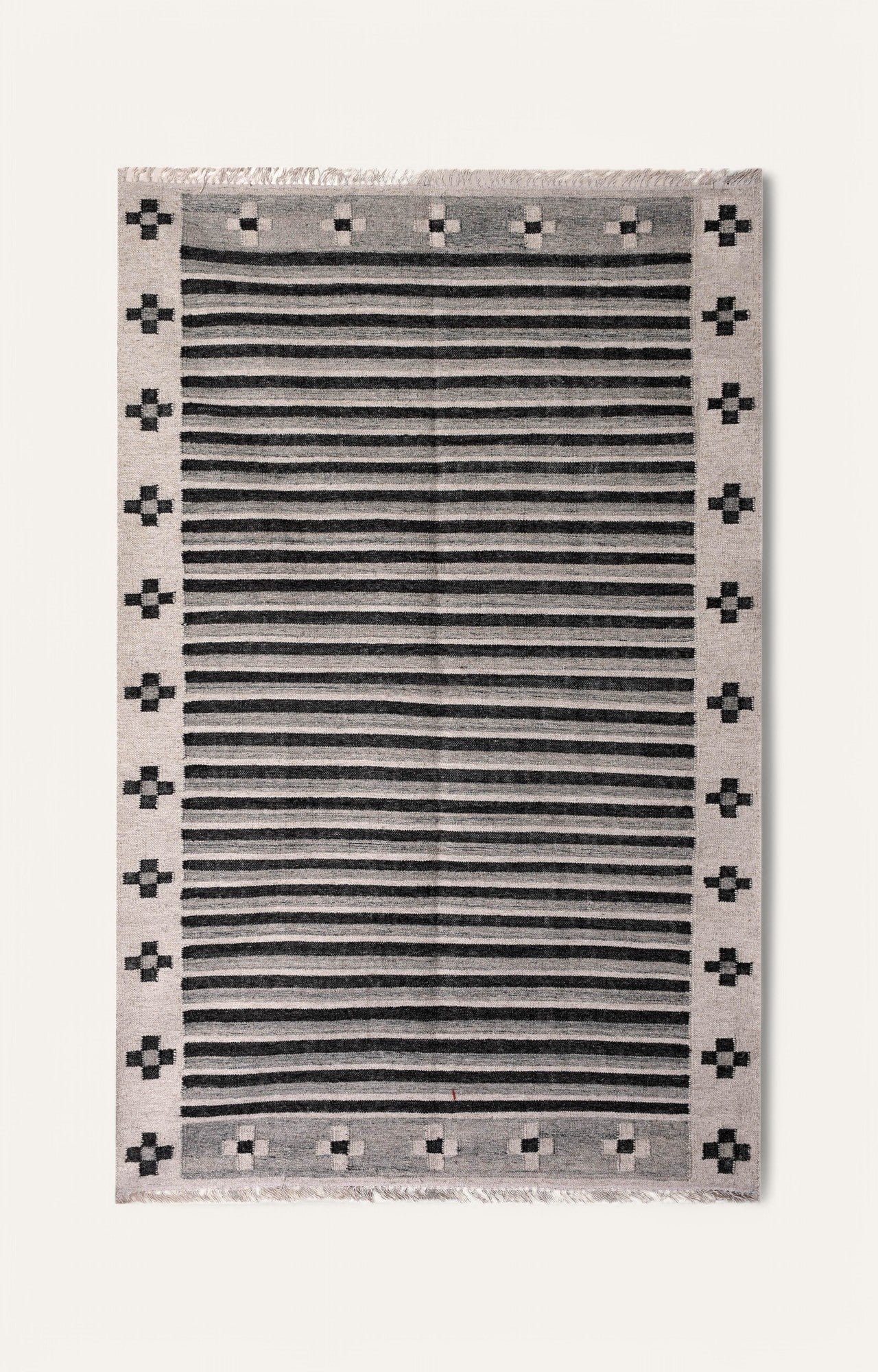 Black and white stripe Woolen Rug