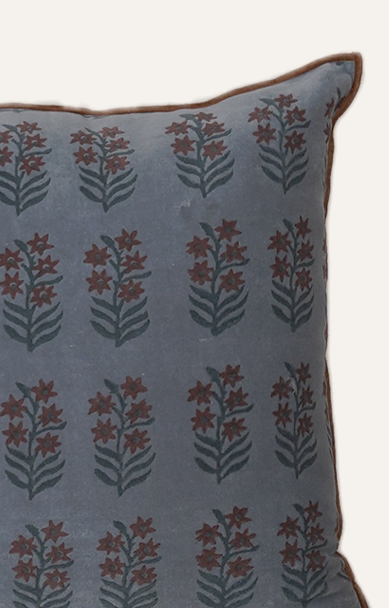 Blue Floral Velvet Cushion Cover