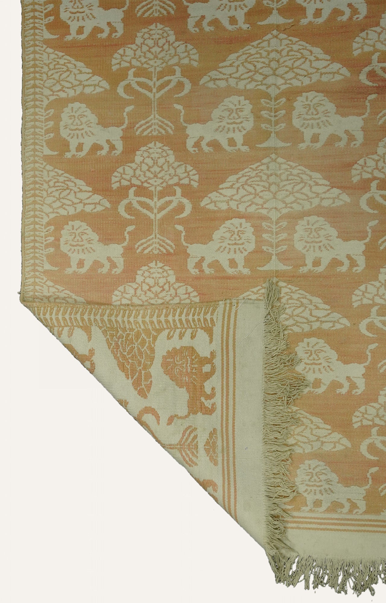 Handwoven Cotton Rug with Animal Motifs