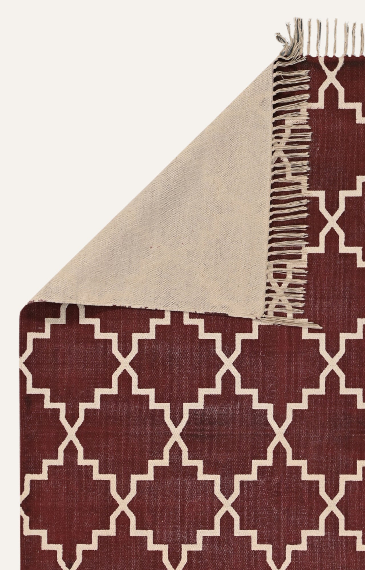 Maroon Trellis Cotton Rug