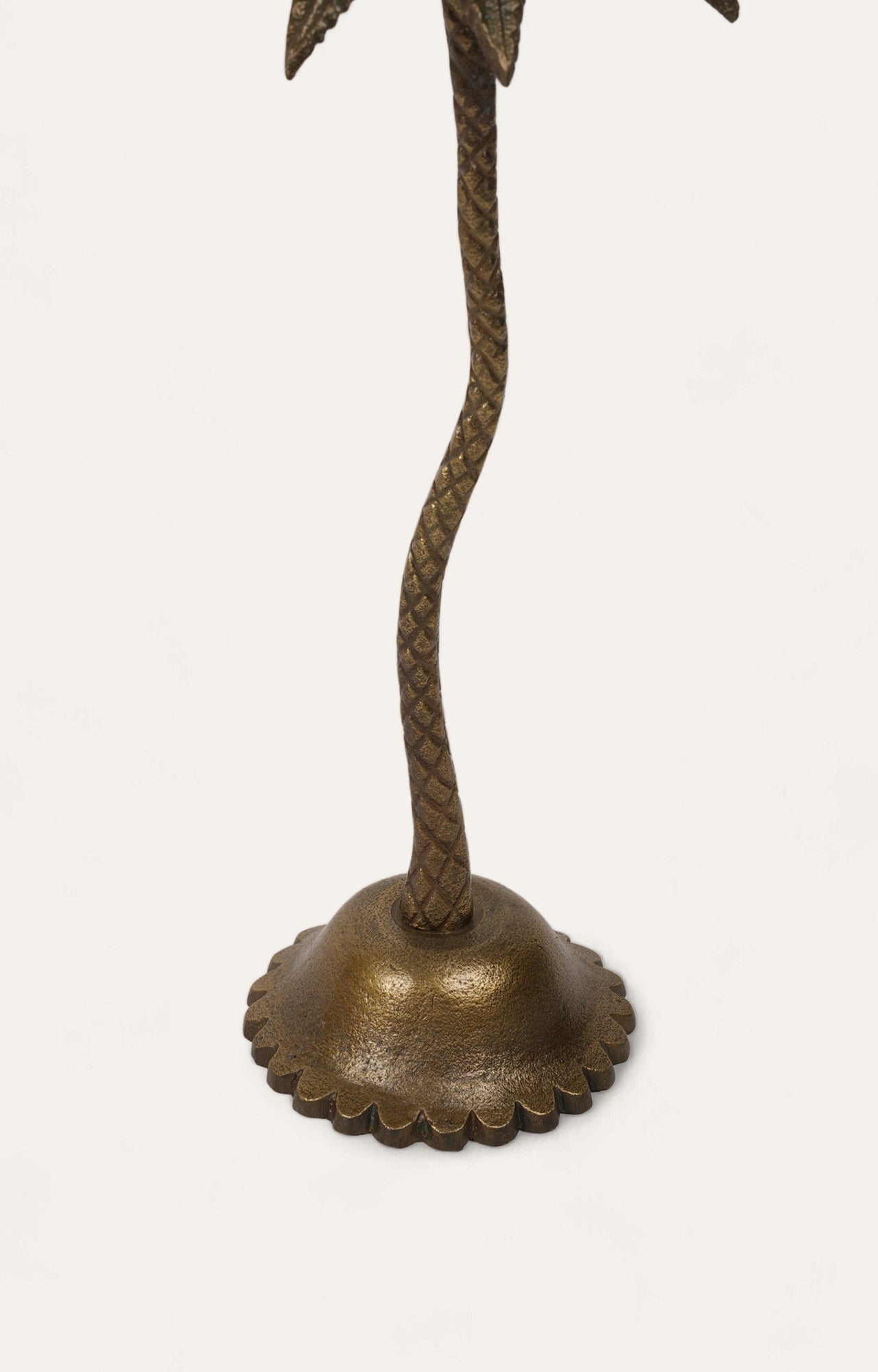 Brass Palm Tree Candle Stand in Gold