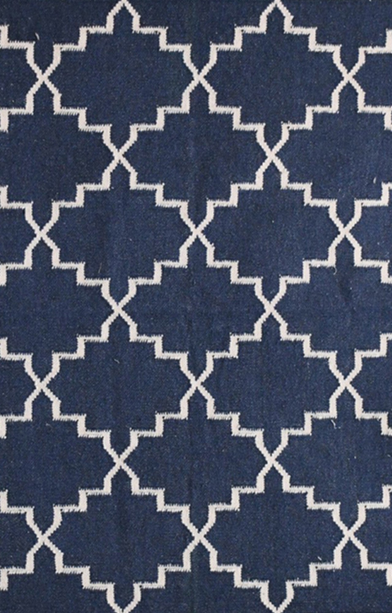 Indigo Blue And White Wavy Pattern  Rug