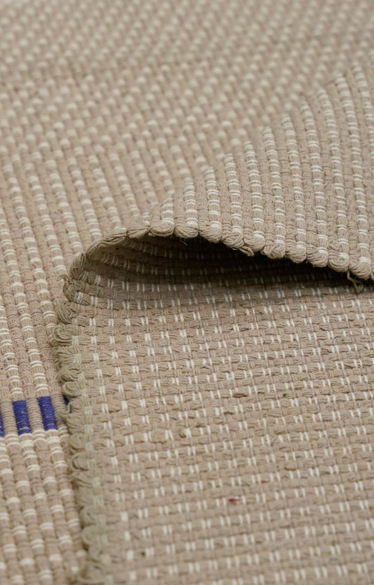 Beige Stripes Handwoven Cotton Rug