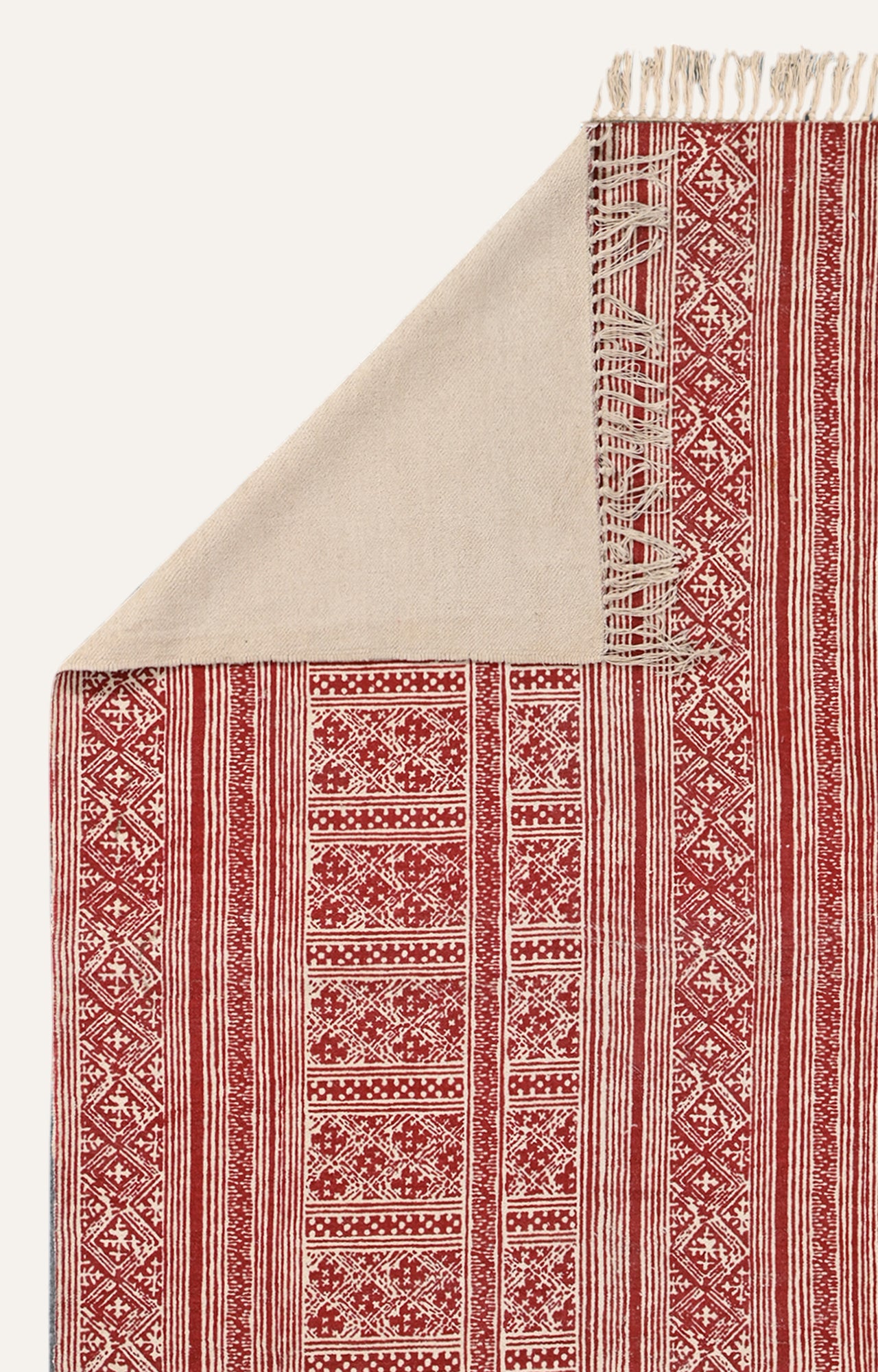 Nordic Stripe Cotton Rug in Red