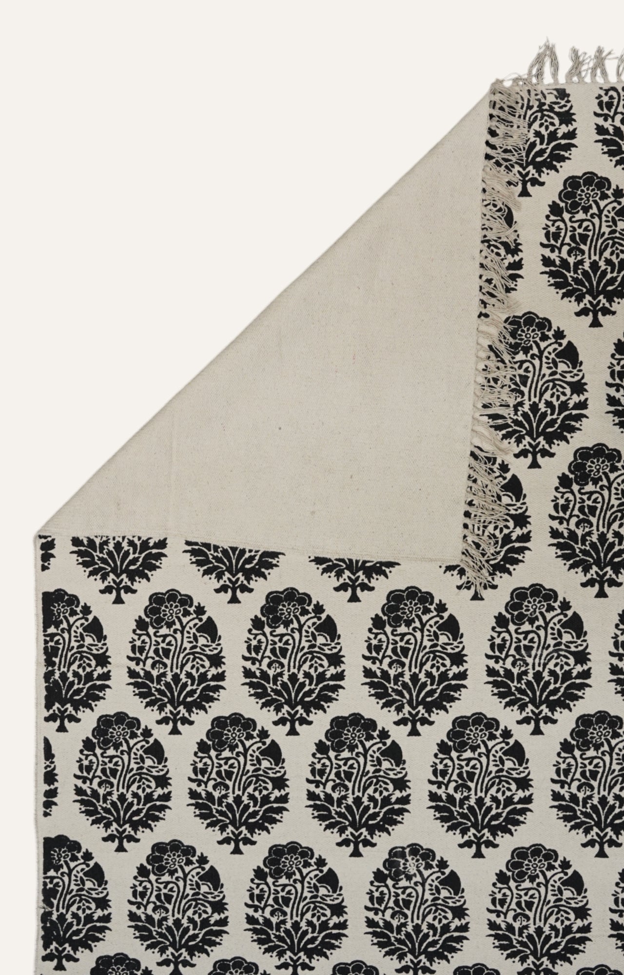 Mughal Butta Block-Printed Cotton Rug