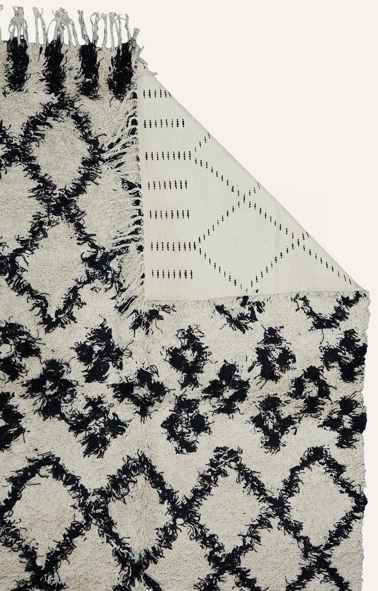 Boho Handwoven Cotton Shaggy Rug