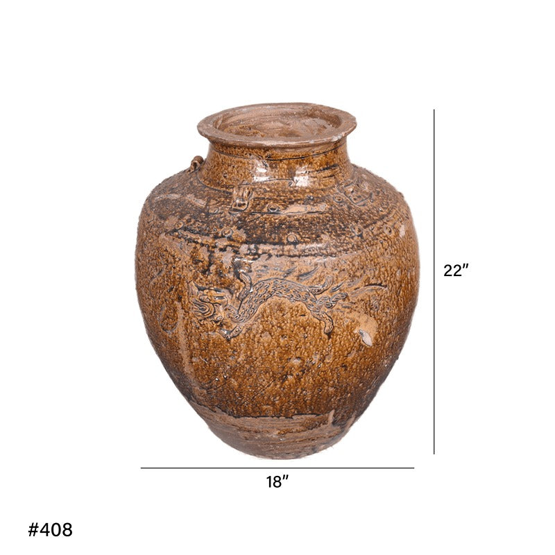 Vintage Chinese Dragon Glazed Vase