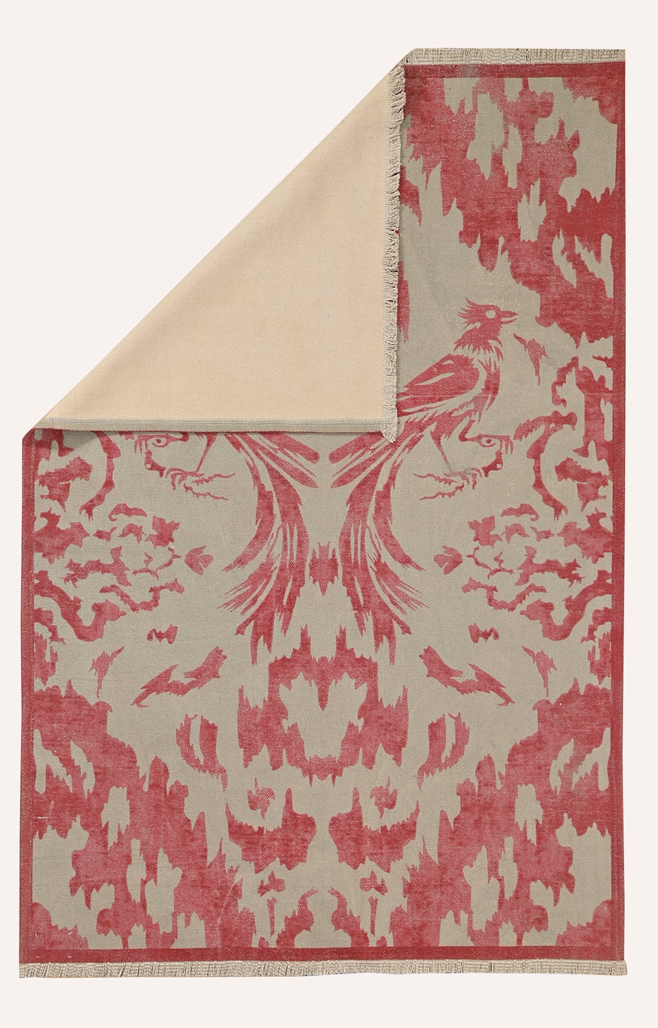 Soaring Crane Dhurrie Rug in Red