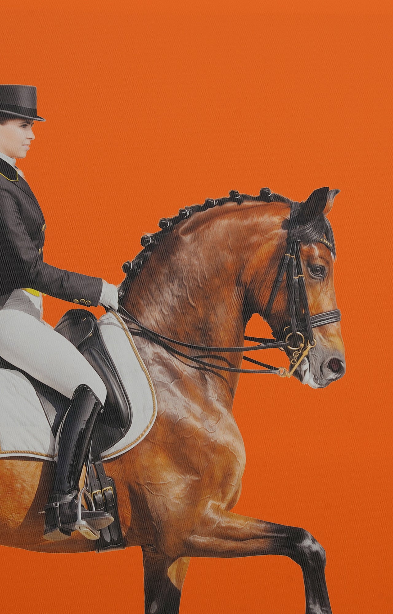 Men on Horse Orange Canvas Art Print Set of 2