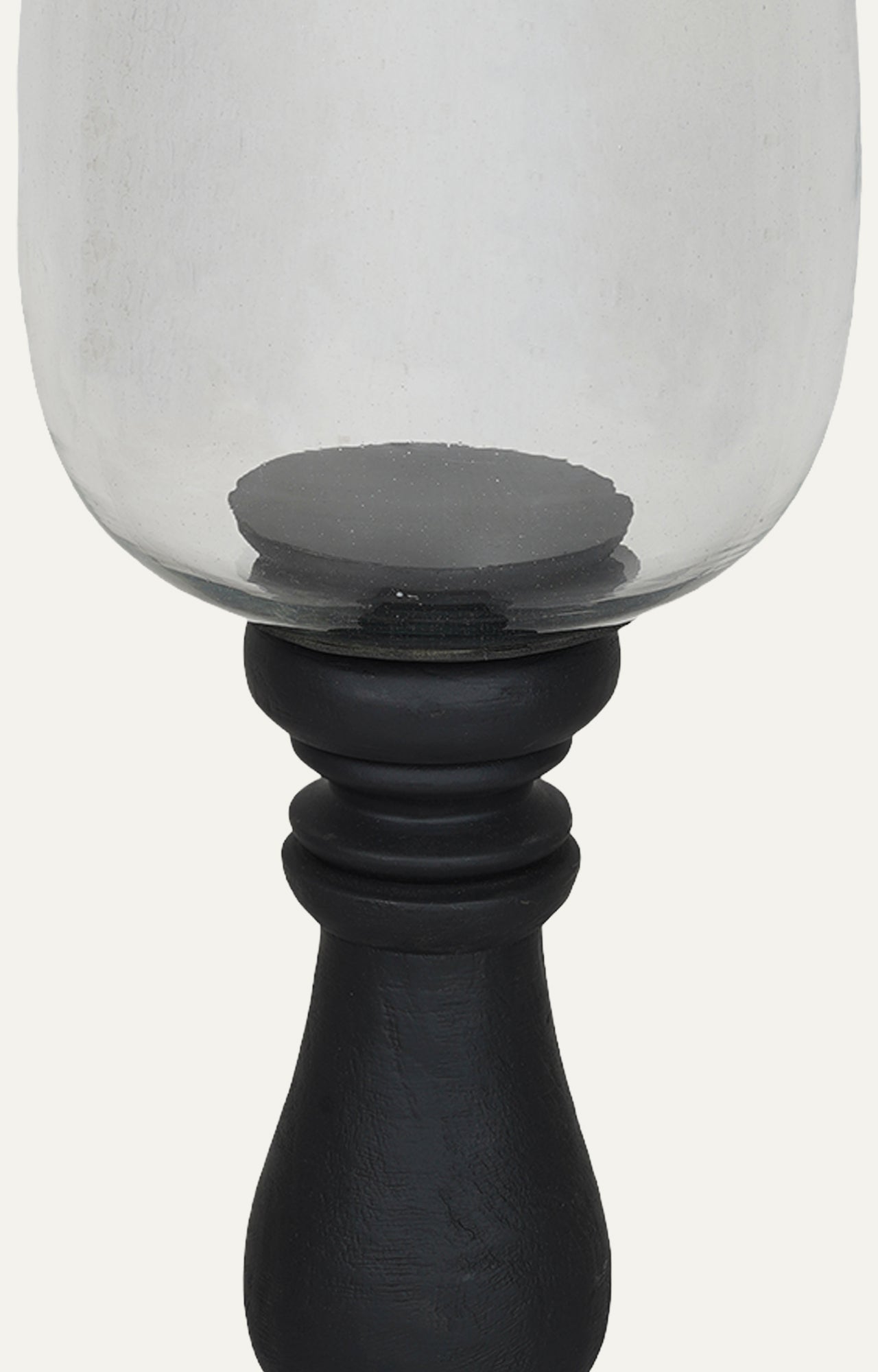 Hurricane Lantern with Black Wooden Base