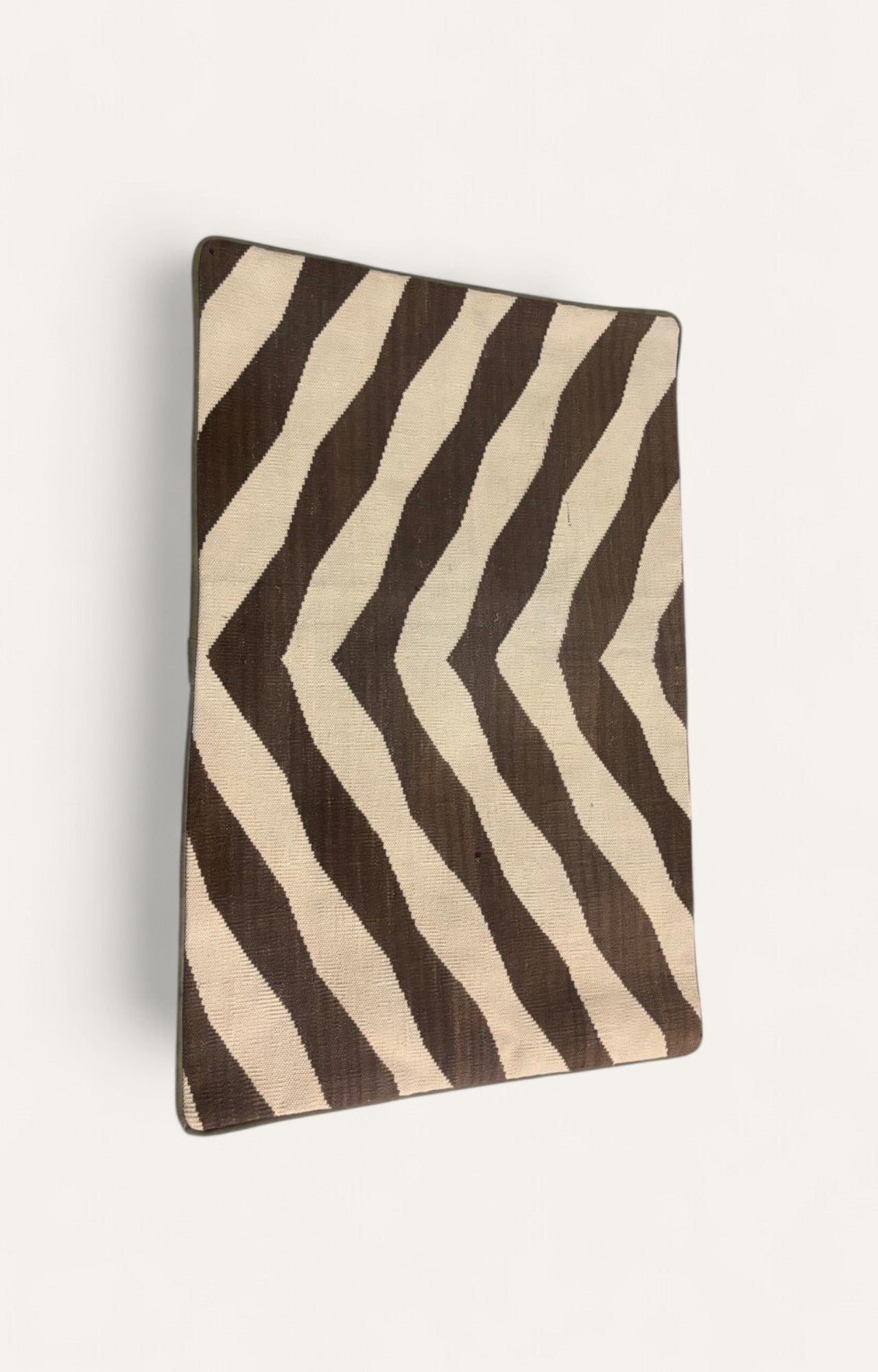 Minimalist Handwoven Cotton Cushion Cover in Brown & Beige