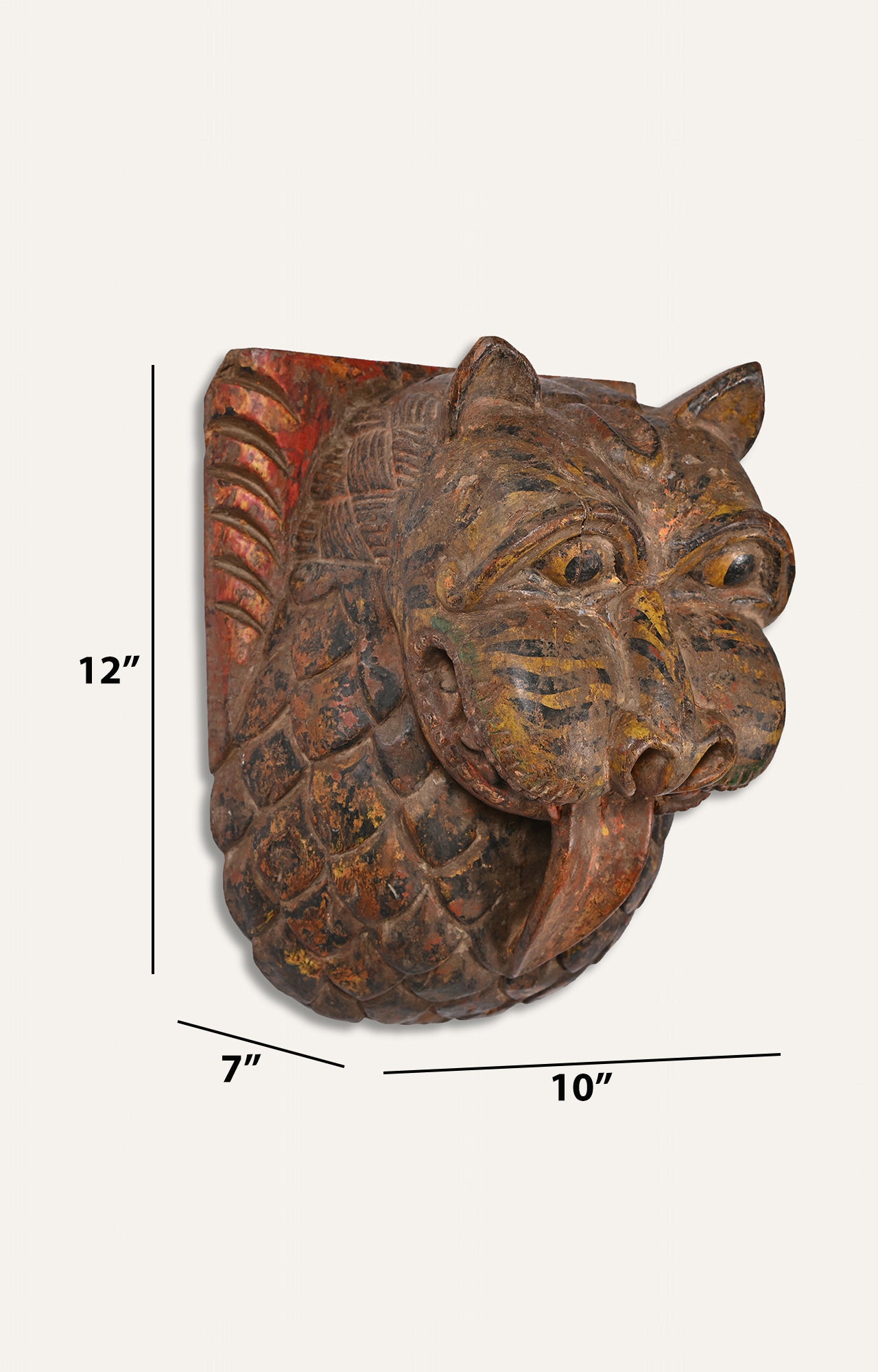 Hand-Carved Wooden Lion Mask