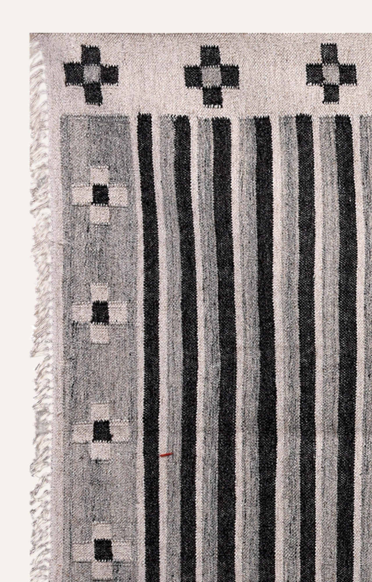 Black and white stripe Woolen Rug