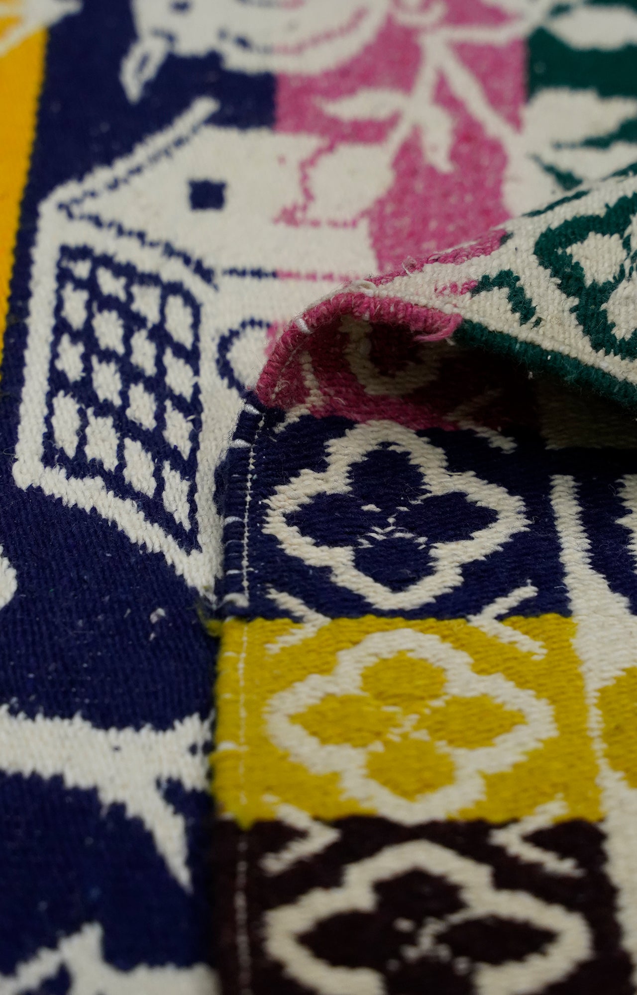 Handwoven Cotton Rug with Vibrant Patterns