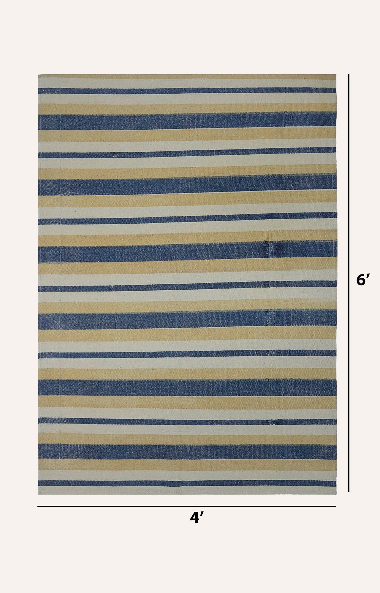 Screen Printed Handwoven Striped Area Rug